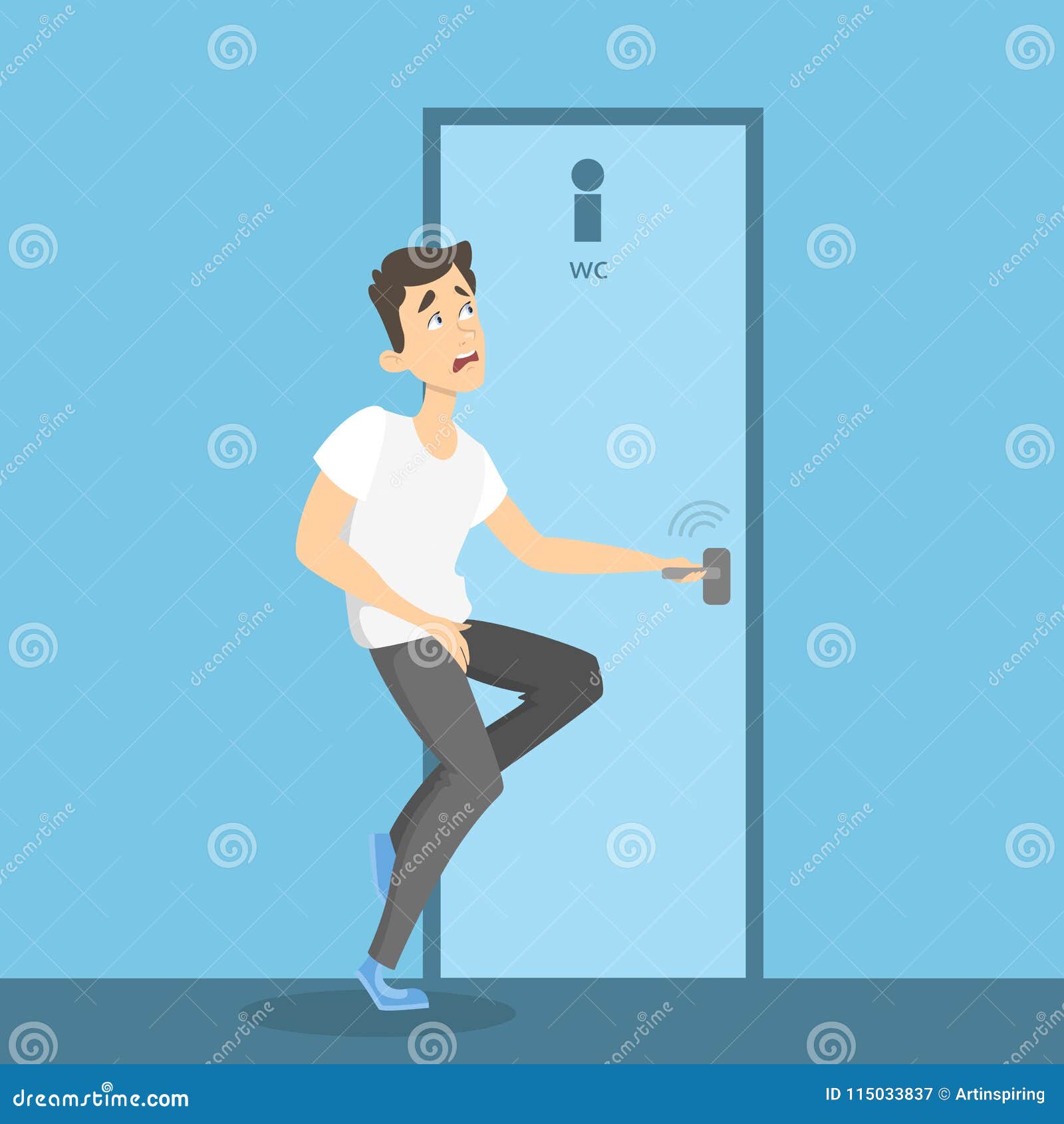 urinate Man wants to pee. stock vector. Illustration of toilet - 115033837
