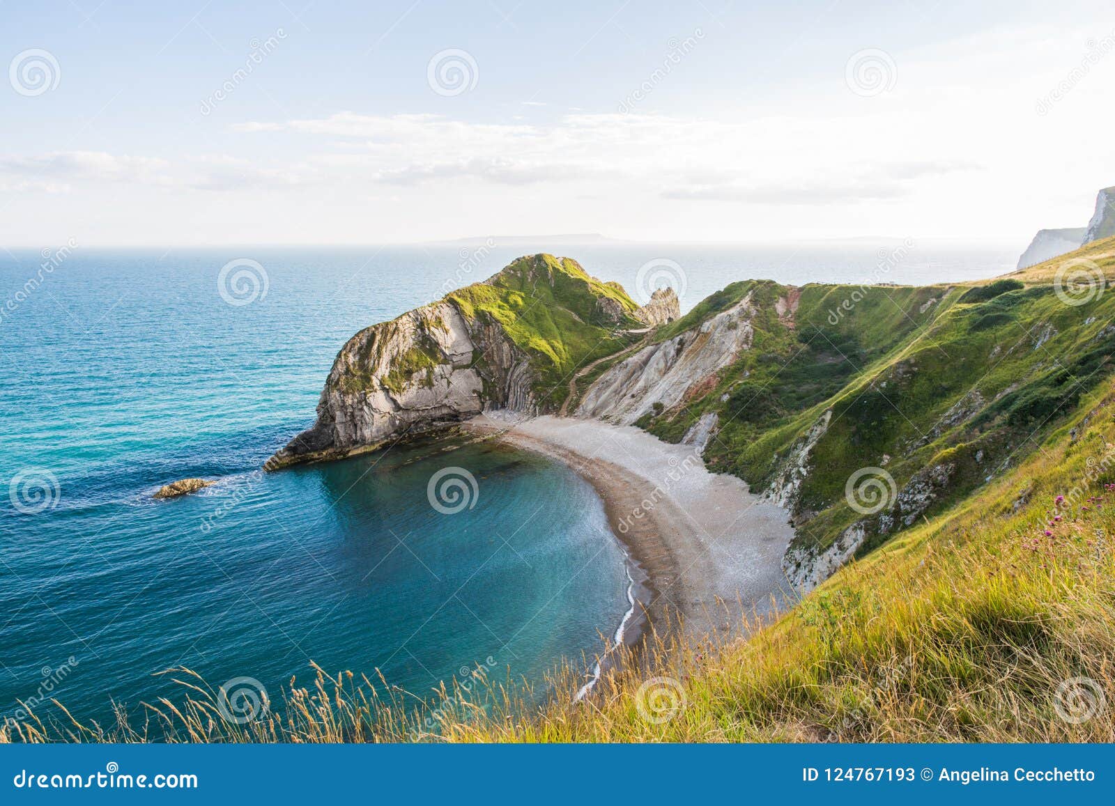 Man Of War Beach On West Lulworth Cove And Durdle Door At Sunset Stock Image Image Of Green Dorset 124767193