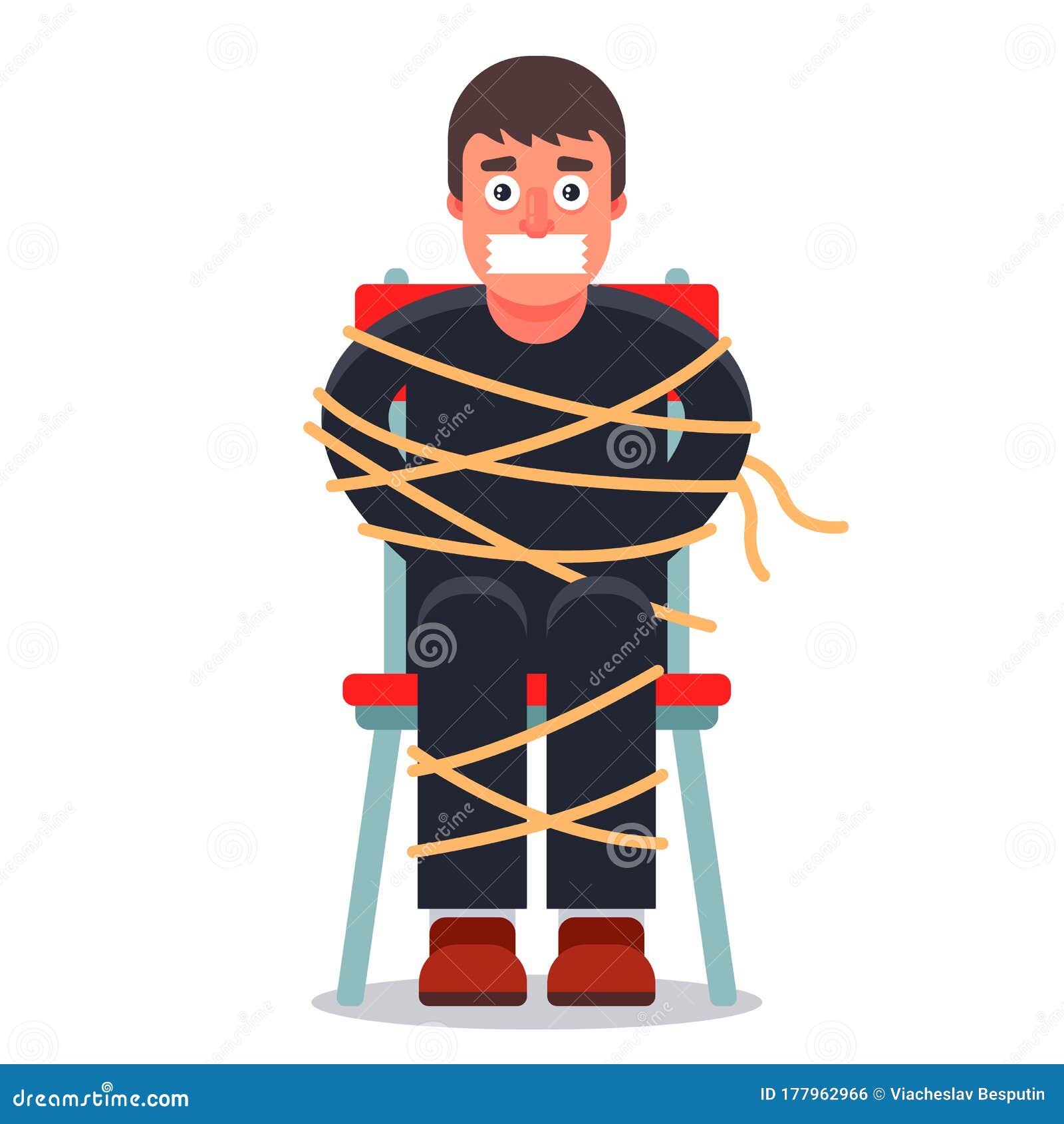 the man was kidnapped and tied up in a chair. ransom demand.