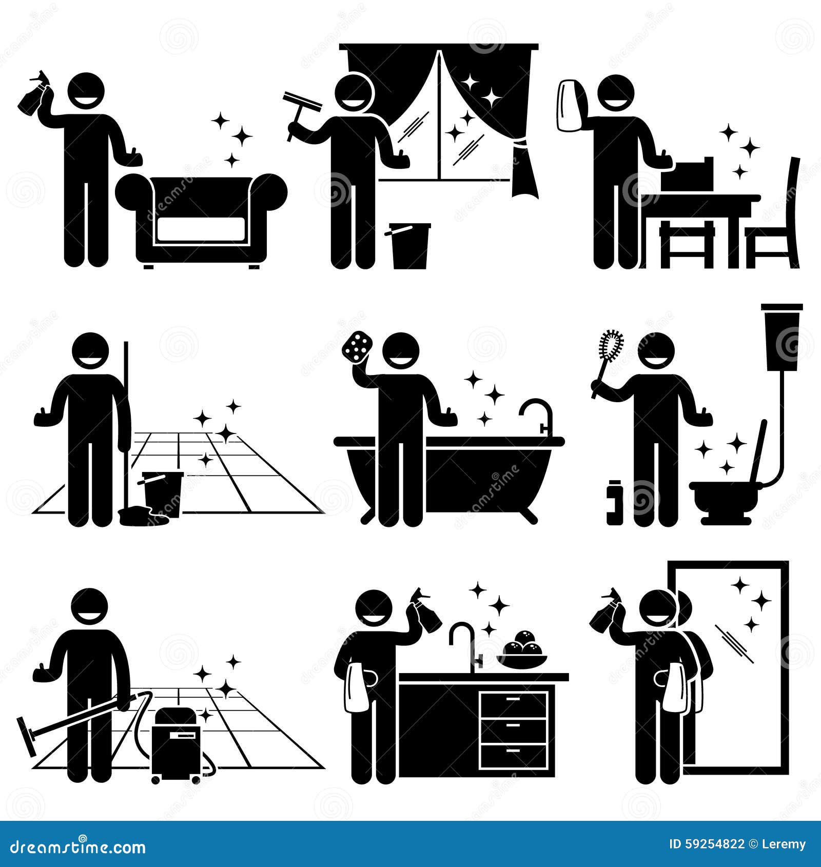 man cleaning house clipart cartoon