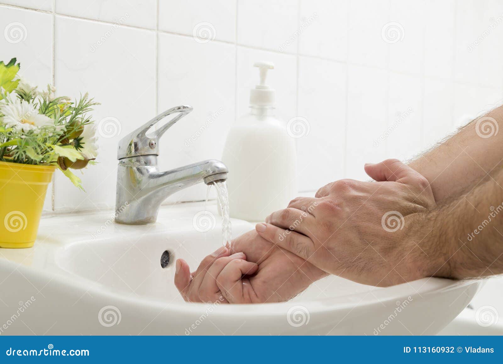 Man washing hands stock photo. Image of health, sink 113160932