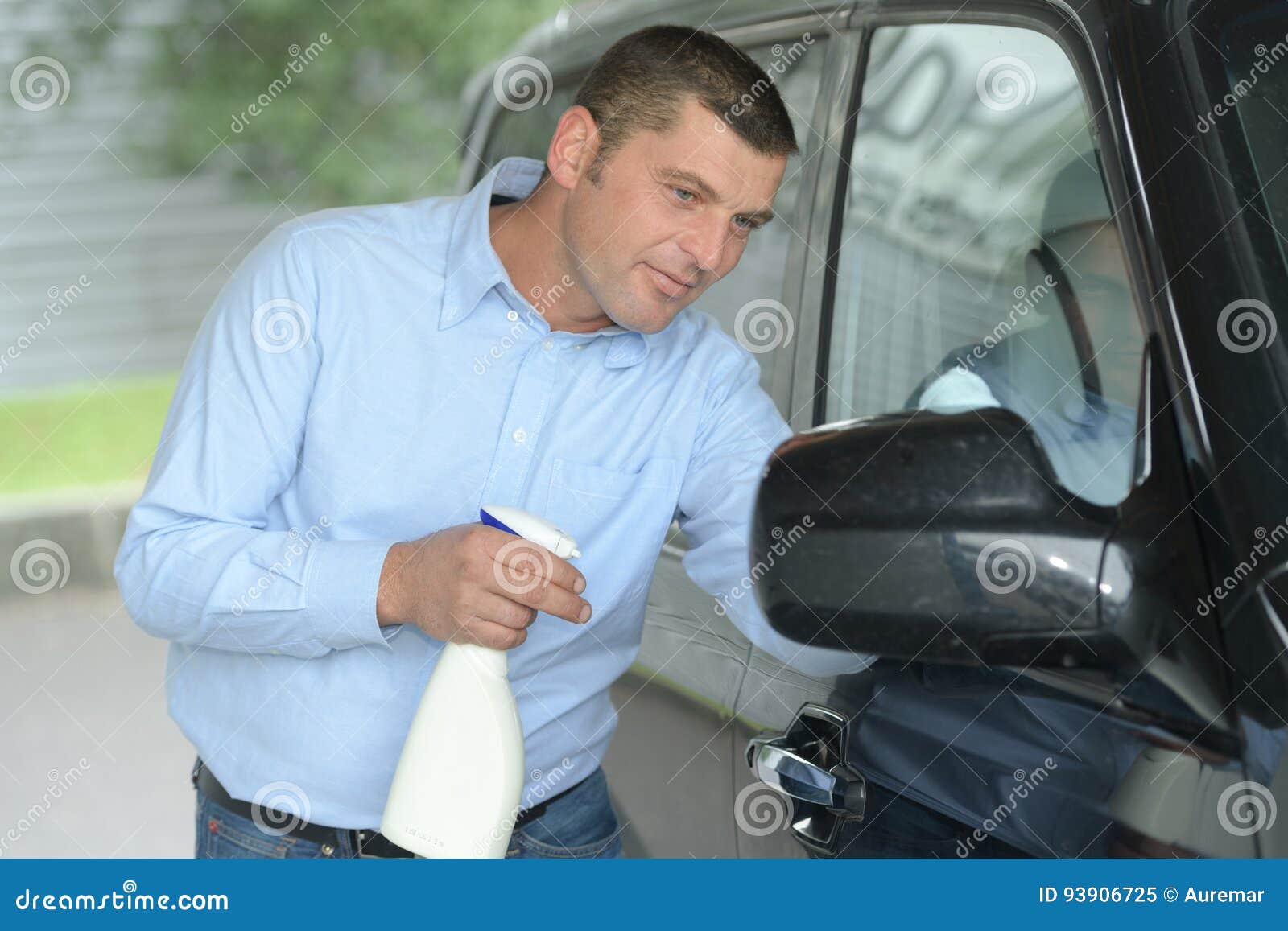 Man Washing Side Mirrors Car Stock Image Image of clean, cloth 93906725