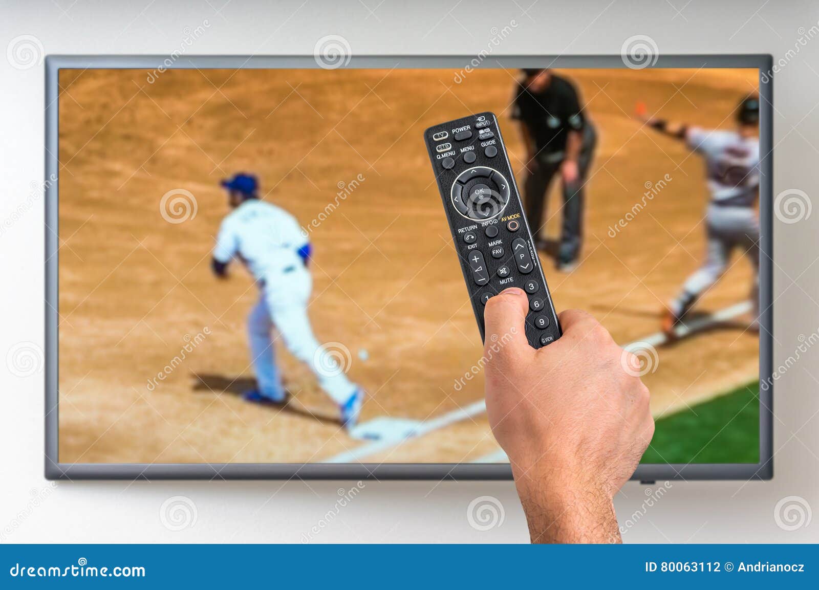 Man is Watching Baseball Match on TV Editorial Photography