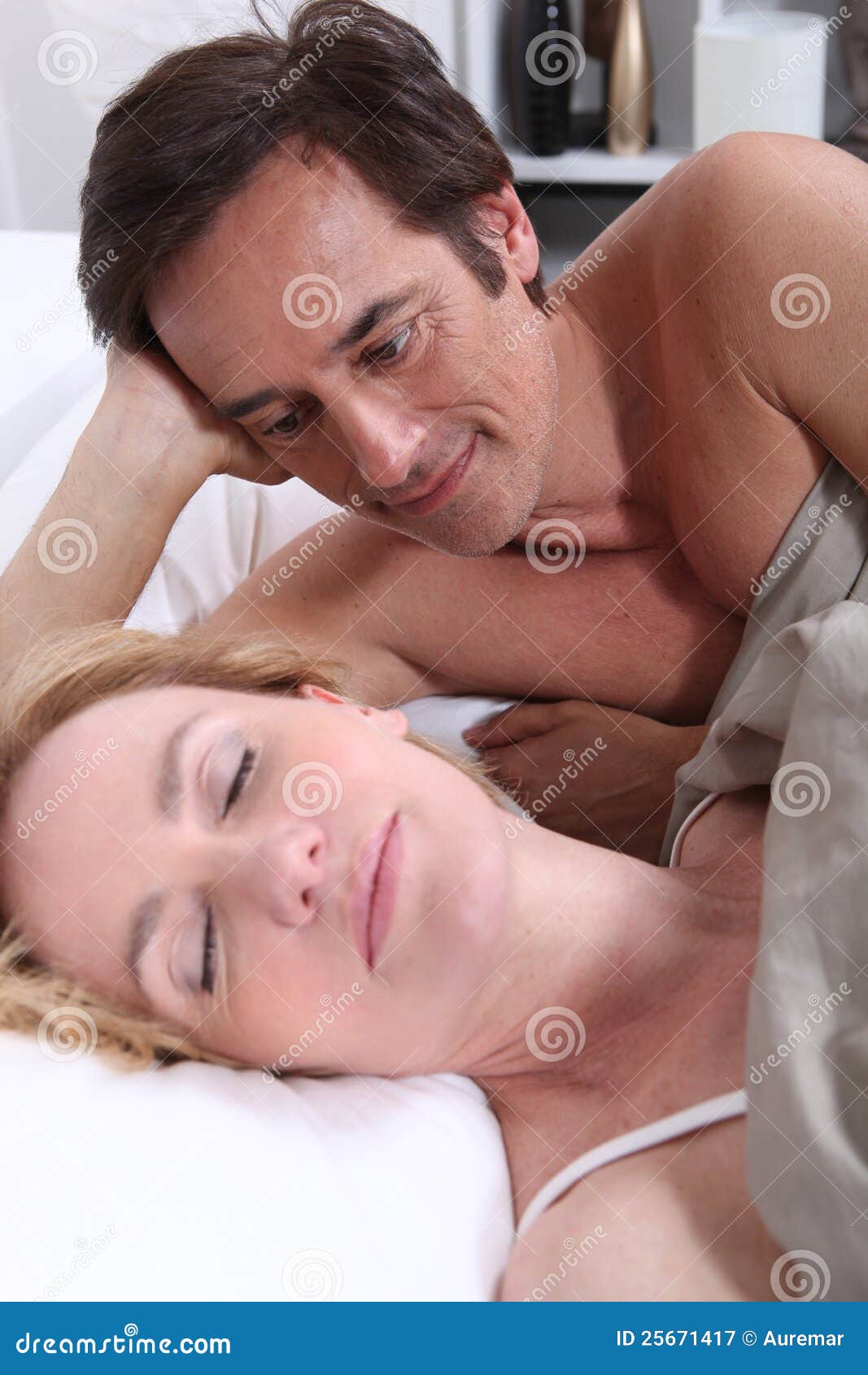 121 Man Watching Woman Sleeping Stock Photos