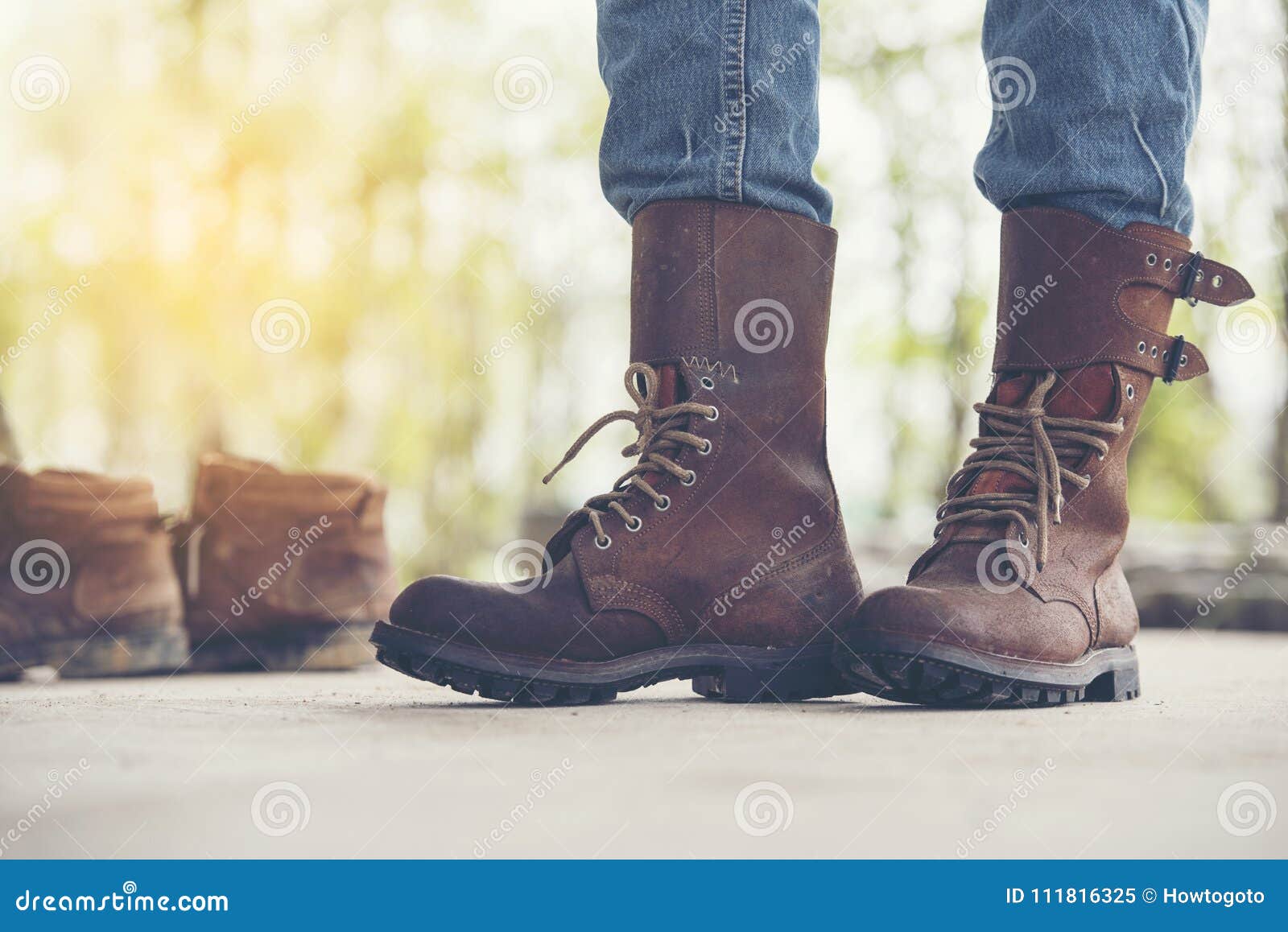 Man Wear a Brown Boots and Jeans Stock Image - Image of boots, fashion:  111816325