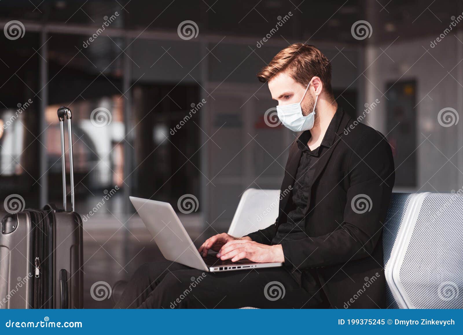 Man Wearing a Face Mask in the Airport Stock Image Image of departure, leaving 199375245
