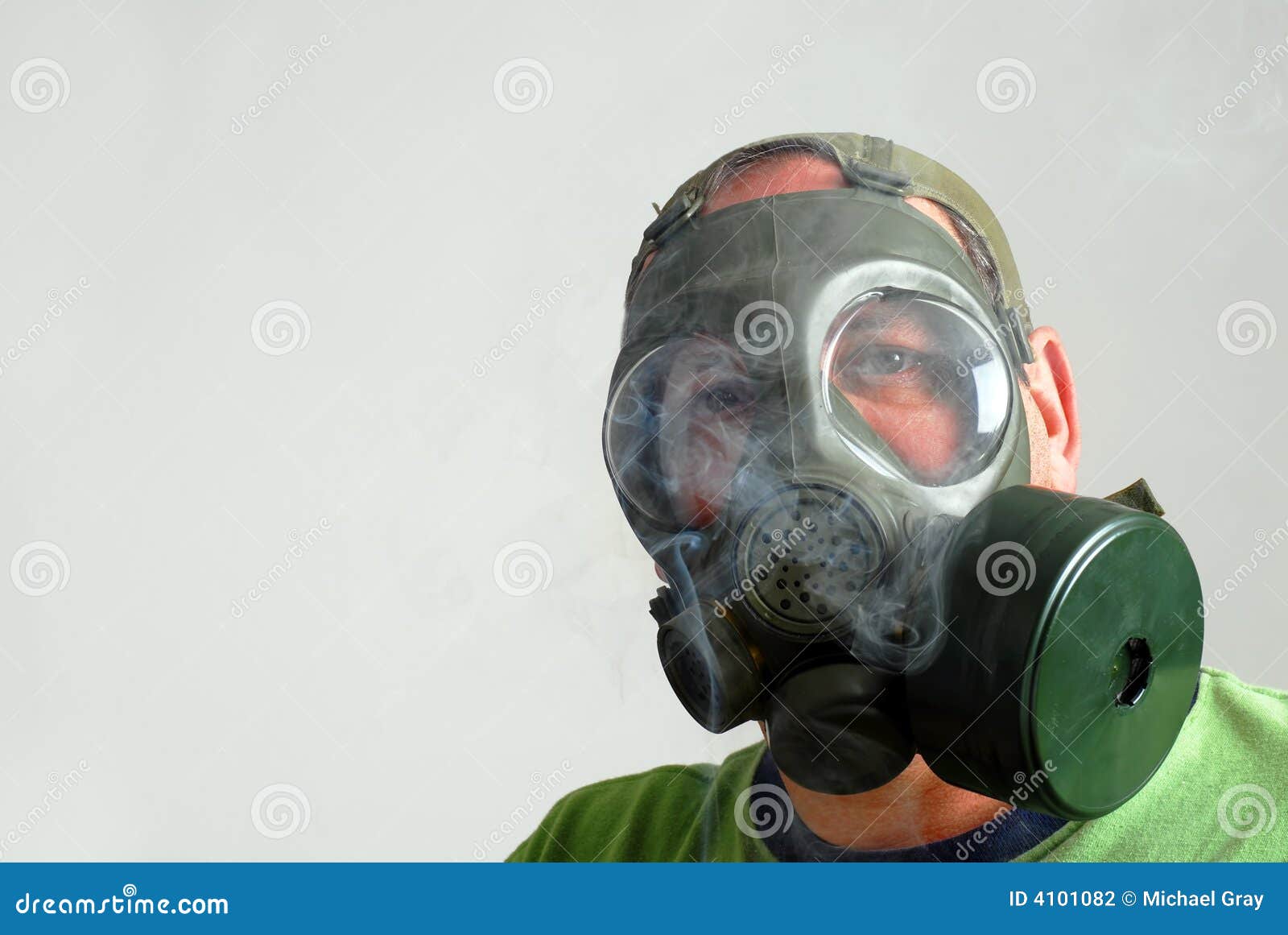 Man Wearing a Gas Mask To Avoid Second Hand Smoke Stock Photo Image of ozone, biological 4101082