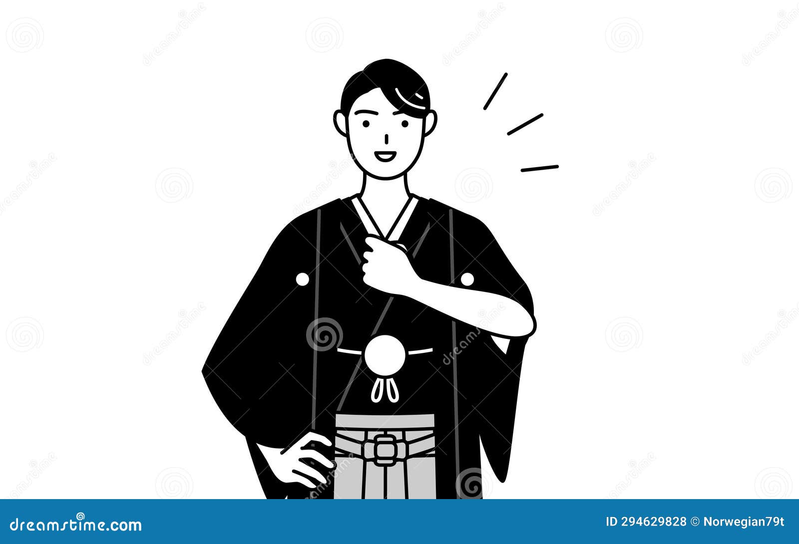 Man Wearing Hakama with Crest Tapping His Chest Stock Illustration ...