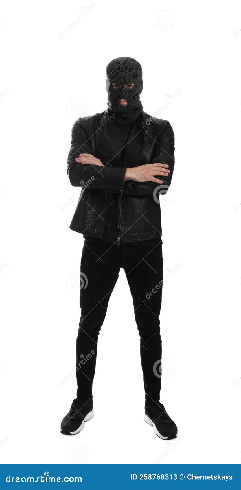 Man Wearing Knitted Balaclava on White Background Stock Image Image