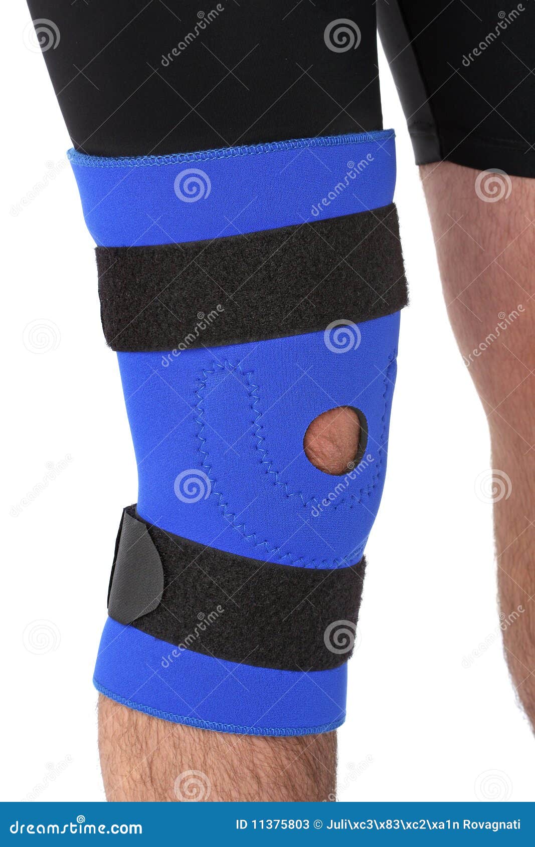 Man wearing a leg brace stock image. Image of patella 11375803