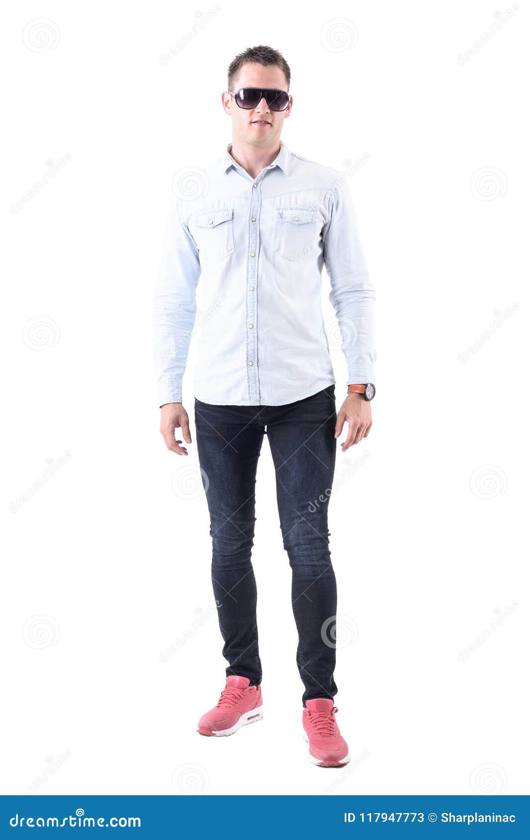 dress shirt with jeans and sneakers
