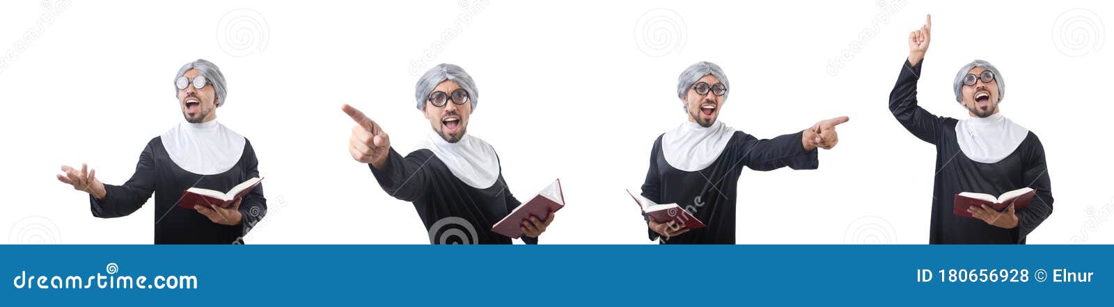 Man Wearing Nun Costume Isolated on White Stock Photo - Image of ...