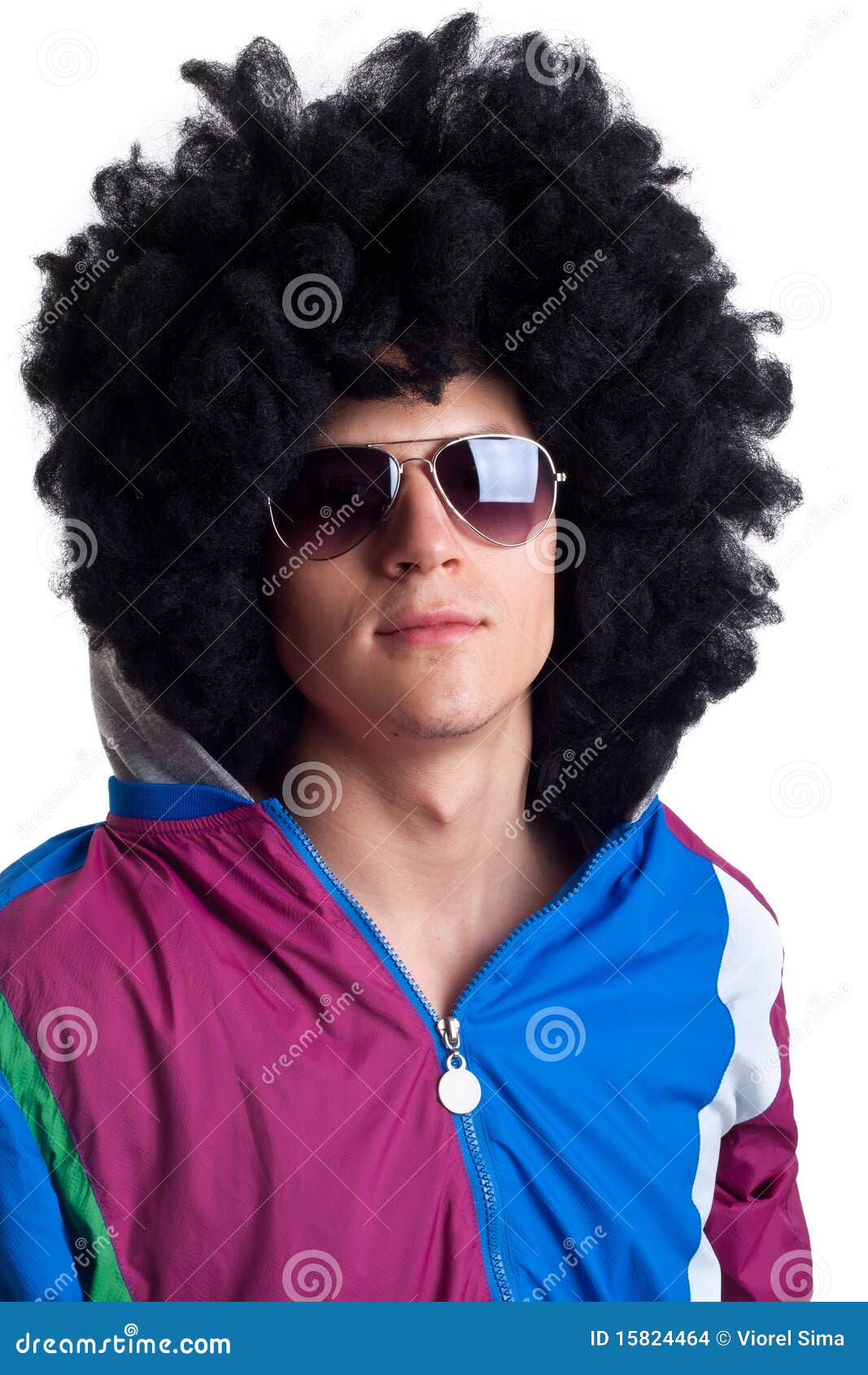 Man Wearing Wig and Sunglasses Stock Photo Image of isolated, humour