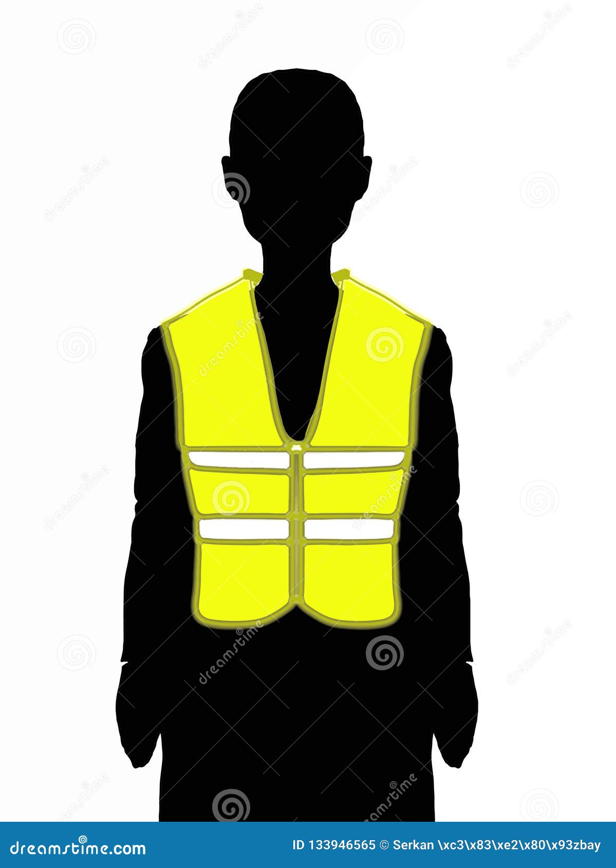 Man Wearing Yellow Vest Illustration Yellow Vest Illustration Stock