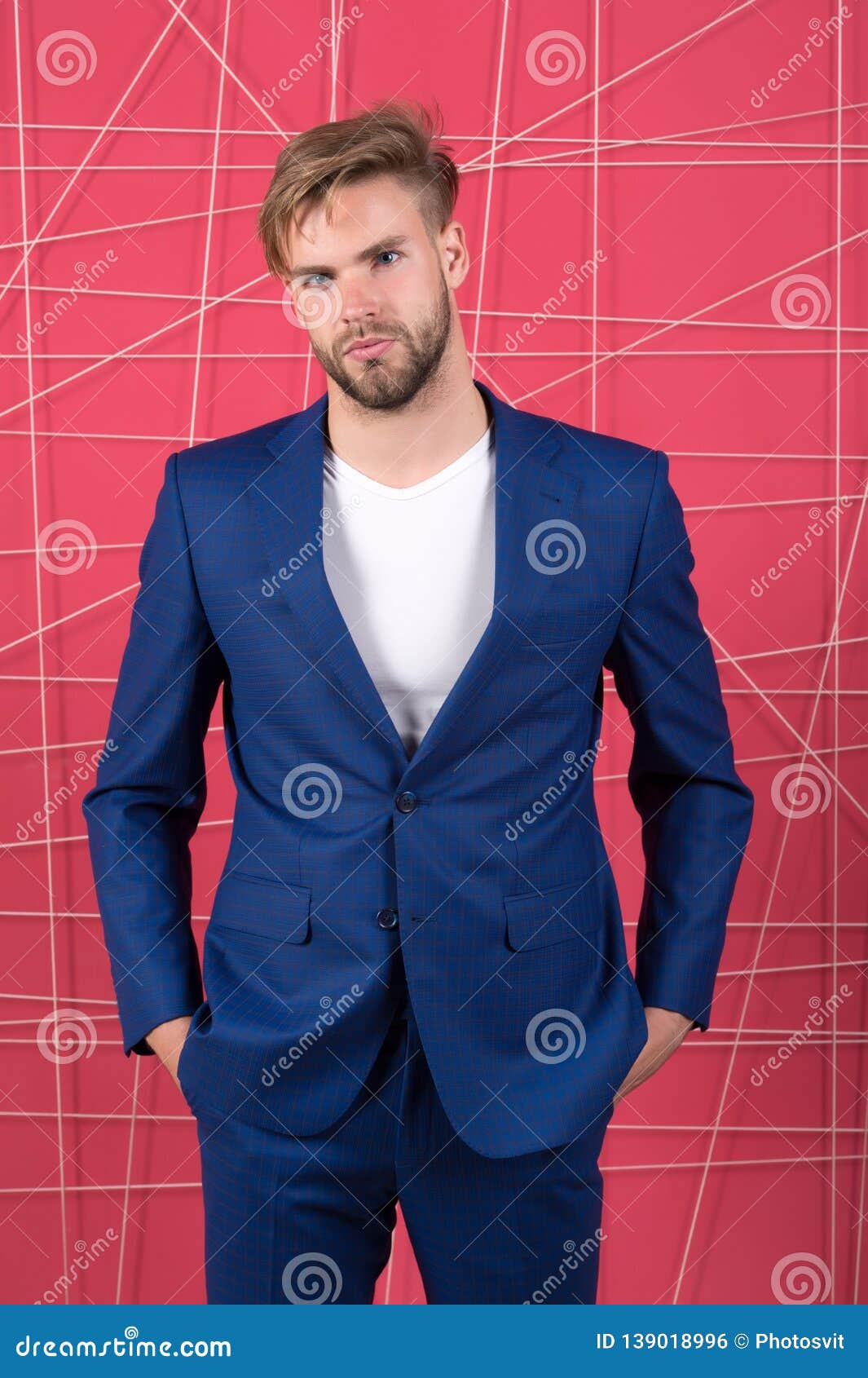 Man Well Groomed Manager Wear Elegant Formal Suit Pink Background ...