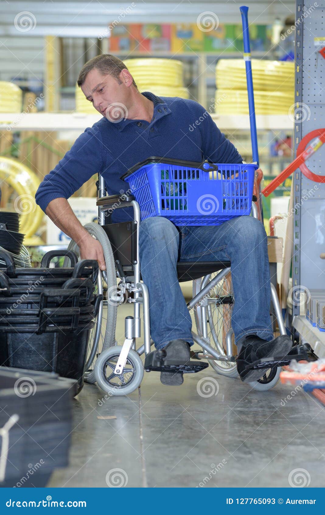 Man in Wheelchair Shopping Alone Stock Image Image of disease, disabled 127765093