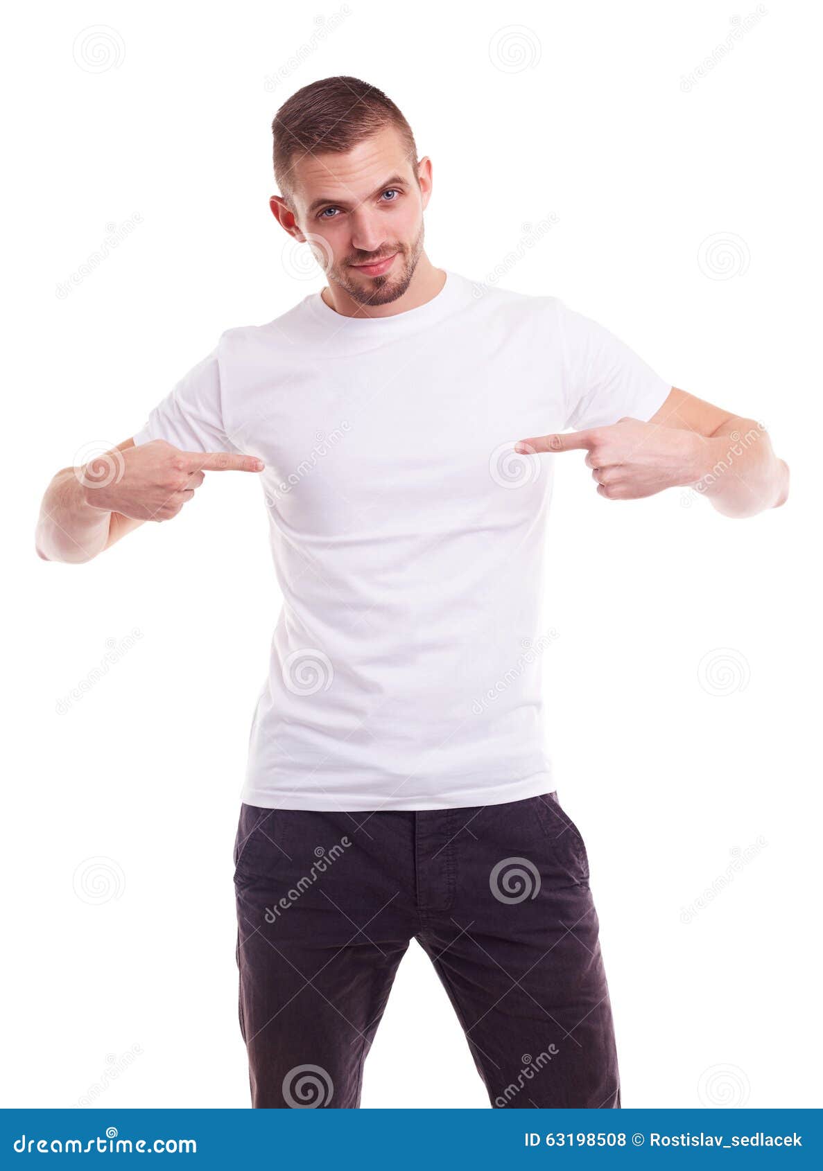 Man in a white tshirt stock photo. Image of isolated 63198508