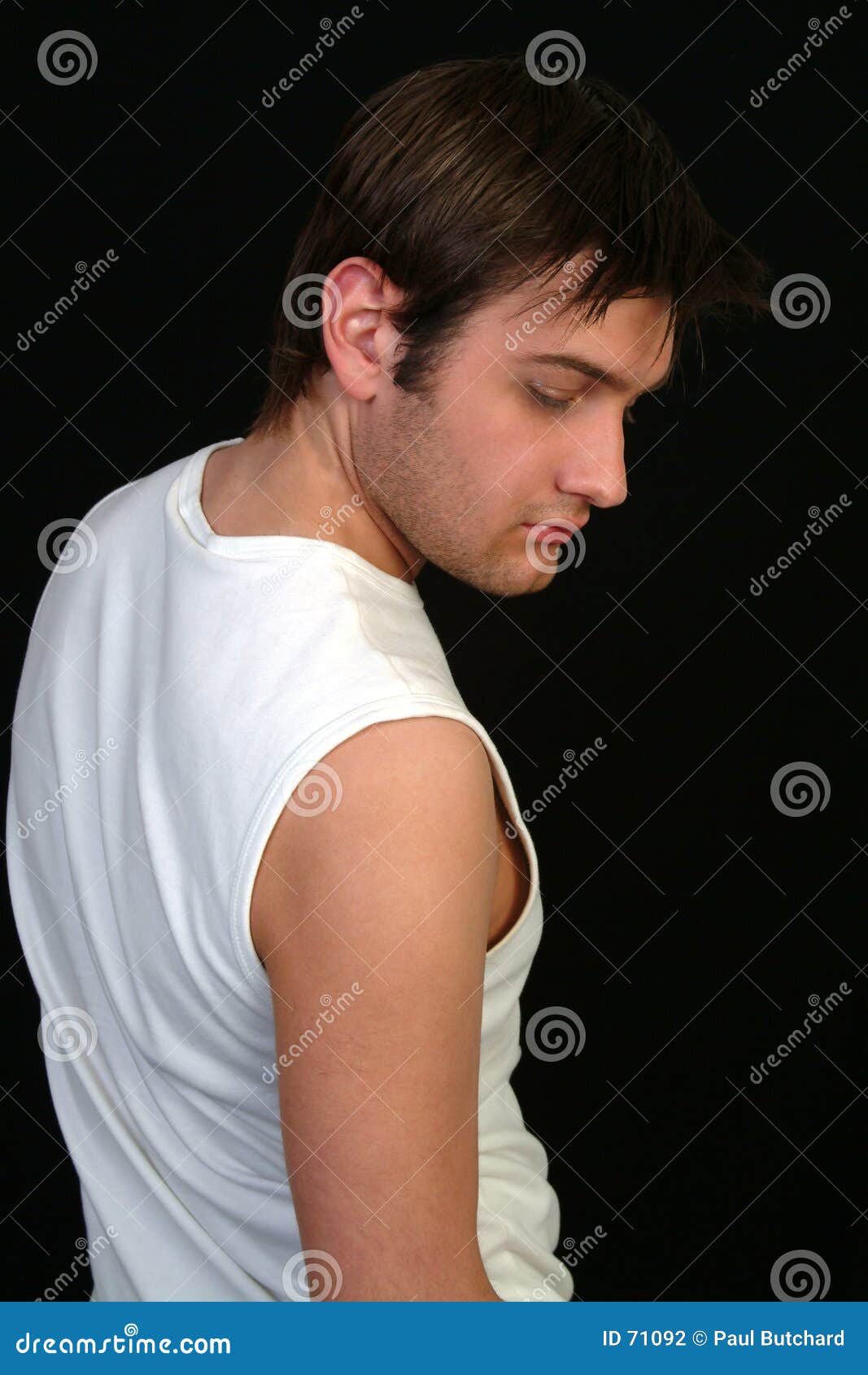 Man in White Vest 2 stock photo. Image of colour, mouth 71092