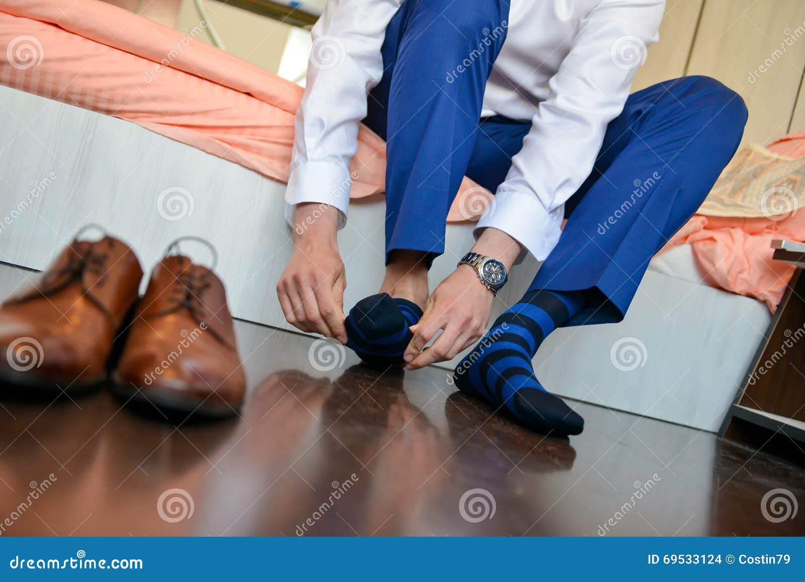 Man Who Put His Socks with Shoes Stock Photo Image of lacing