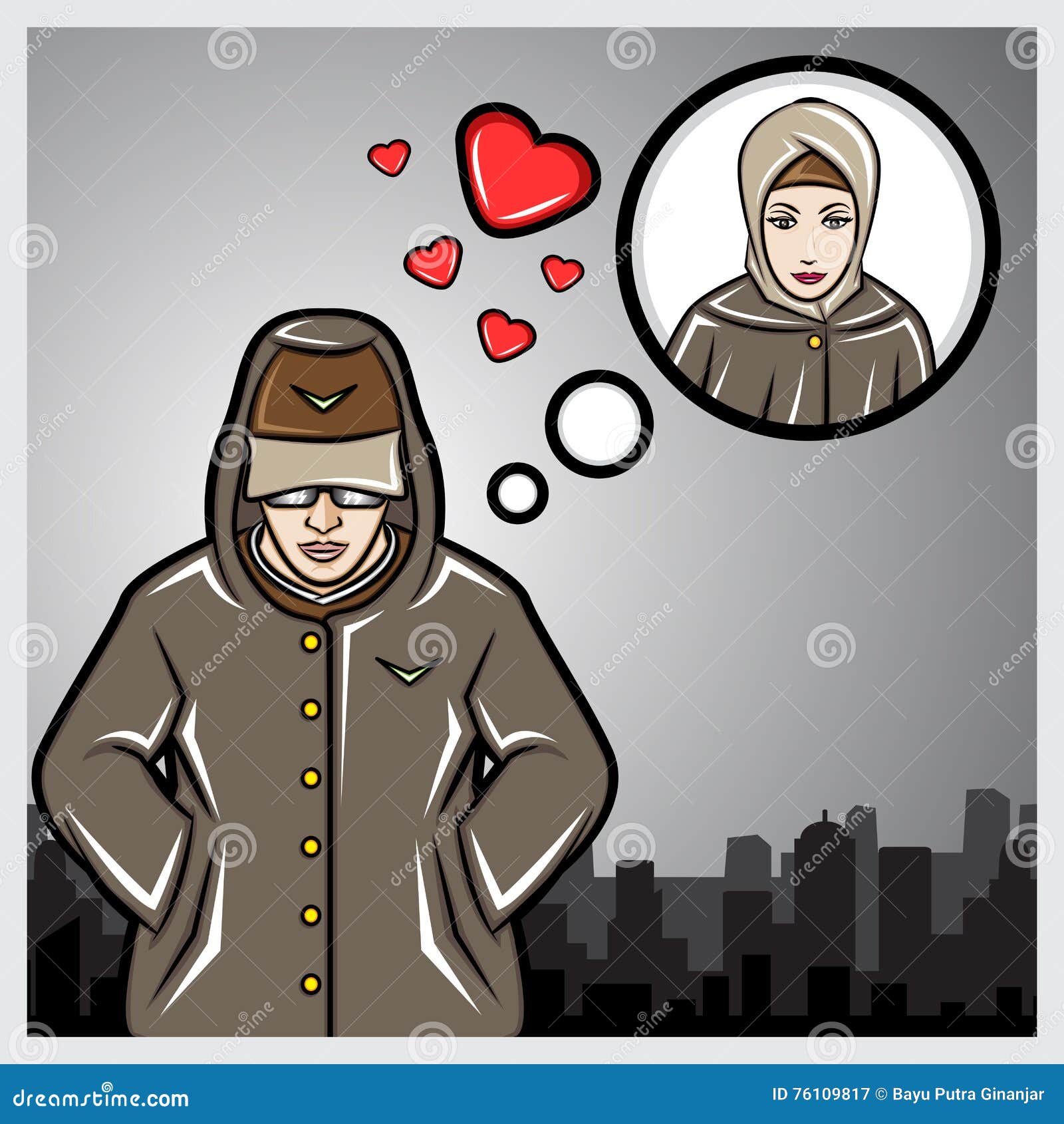 A Man Who Was Thinking about a Girl Stock Vector Illustration of