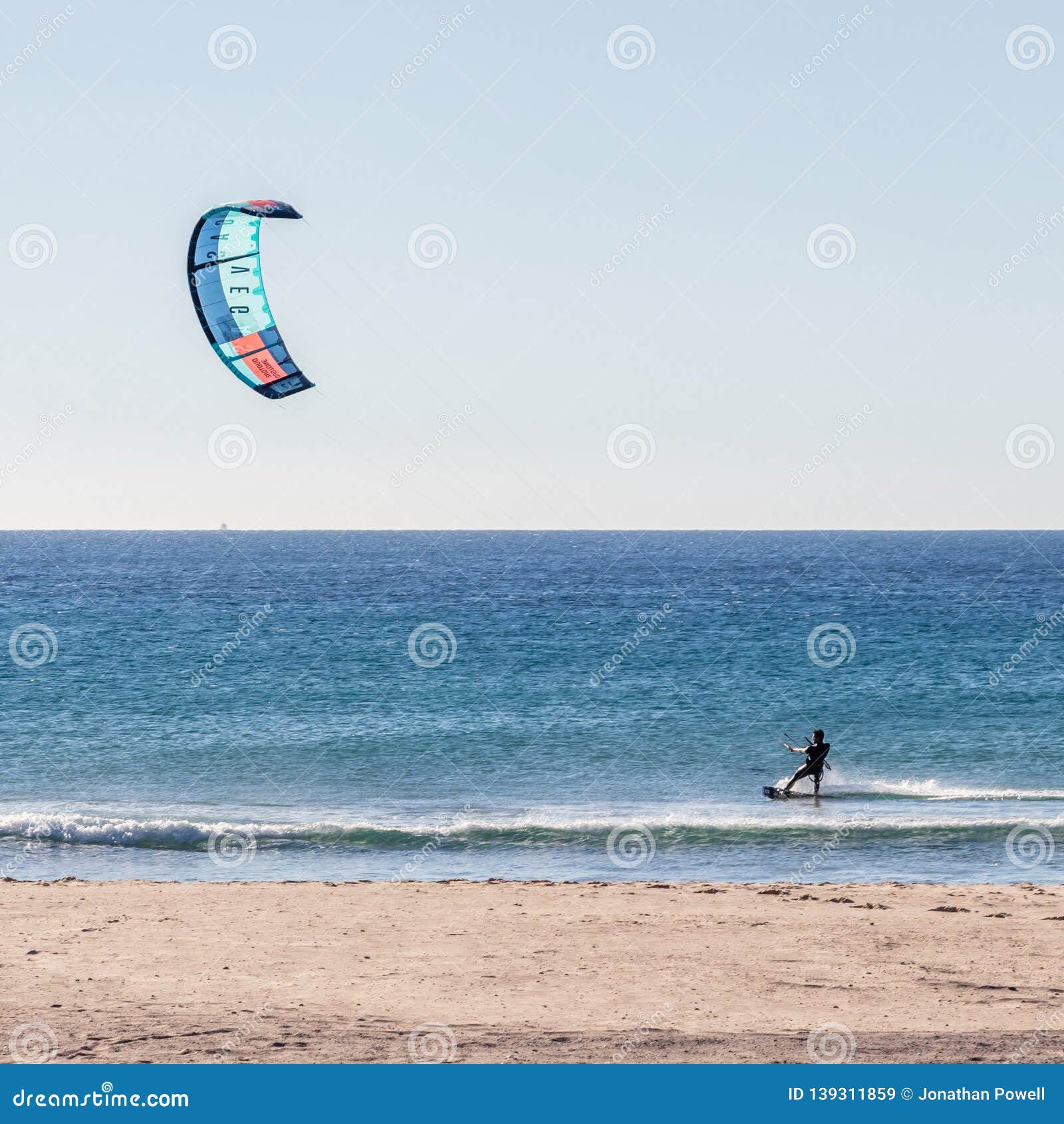 A Man Windsurfing in the Sea at Tarifa Spain Editorial Stock Image