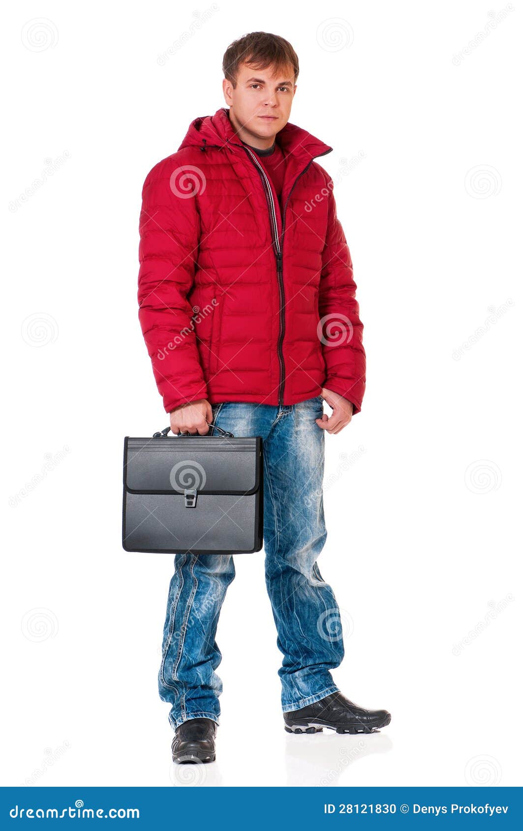 Man in winter clothing stock photo. Image of baggage - 28121830