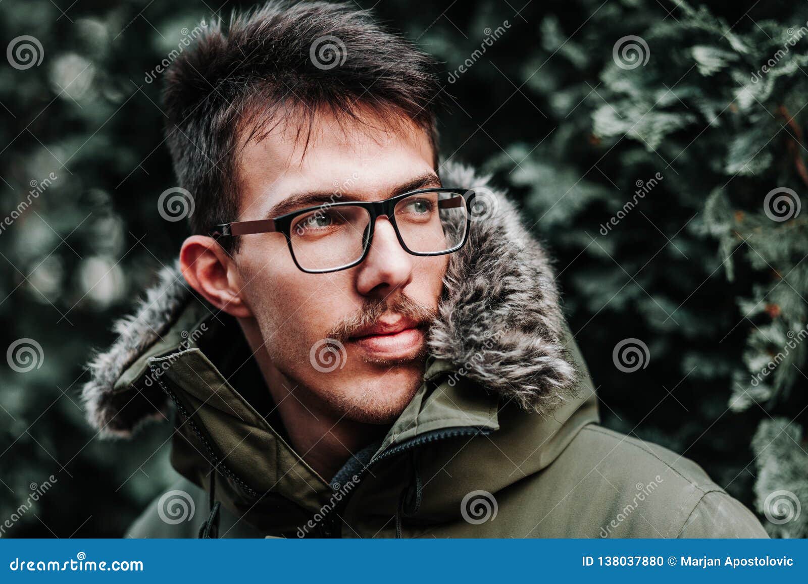 Man in Winter Jacket Posing Outdoors Stock Photo Image of outside