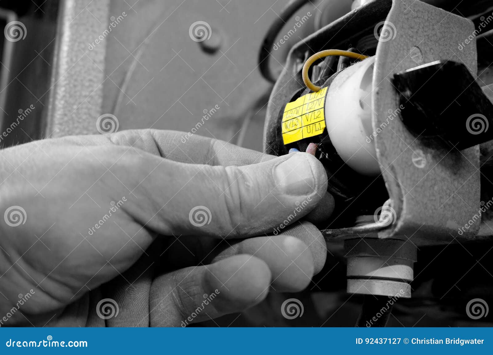 Man Wiring an Industrial Switch. Stock Image Image of selective