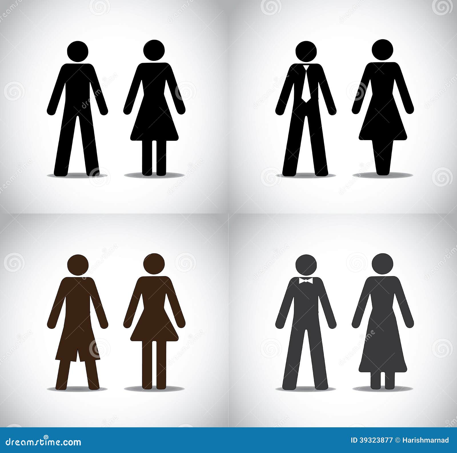 Man Woman Or Boy Girl Standing Symbols Concept Stock Vector ... Man And Woman Bathroom Symbol