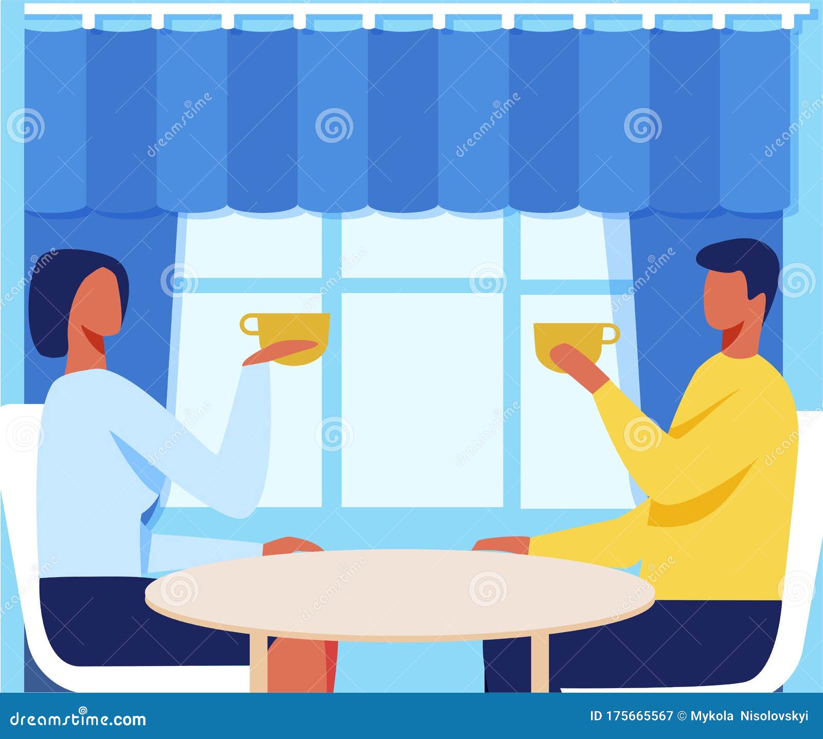 Man and Woman in Cafe on Romantic Date Cartoon Stock Vector - Illustration  of cappuccino, family: 175665567