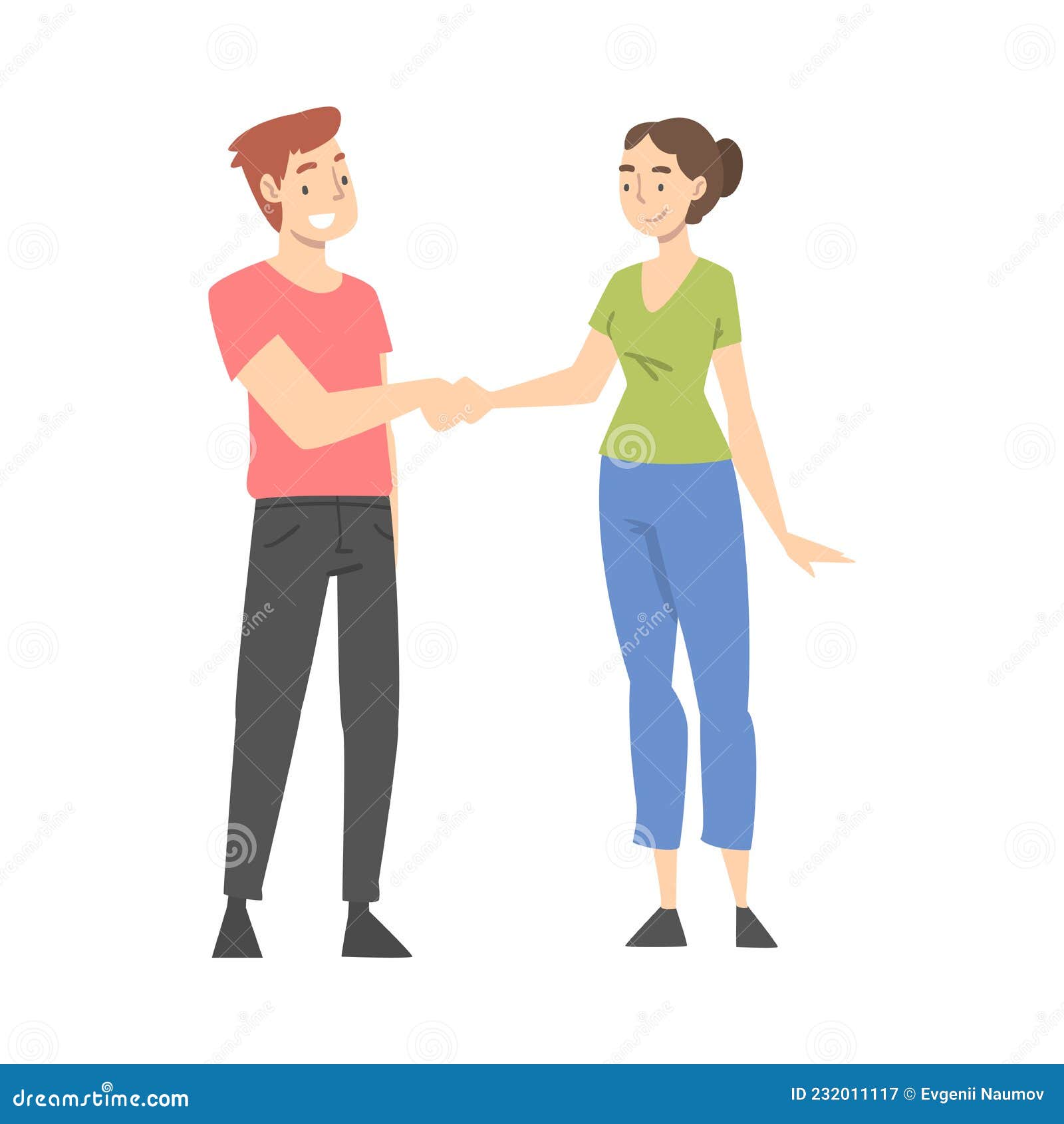 Man and Woman Character Shaking Hand As Brief Greeting or Parting ...