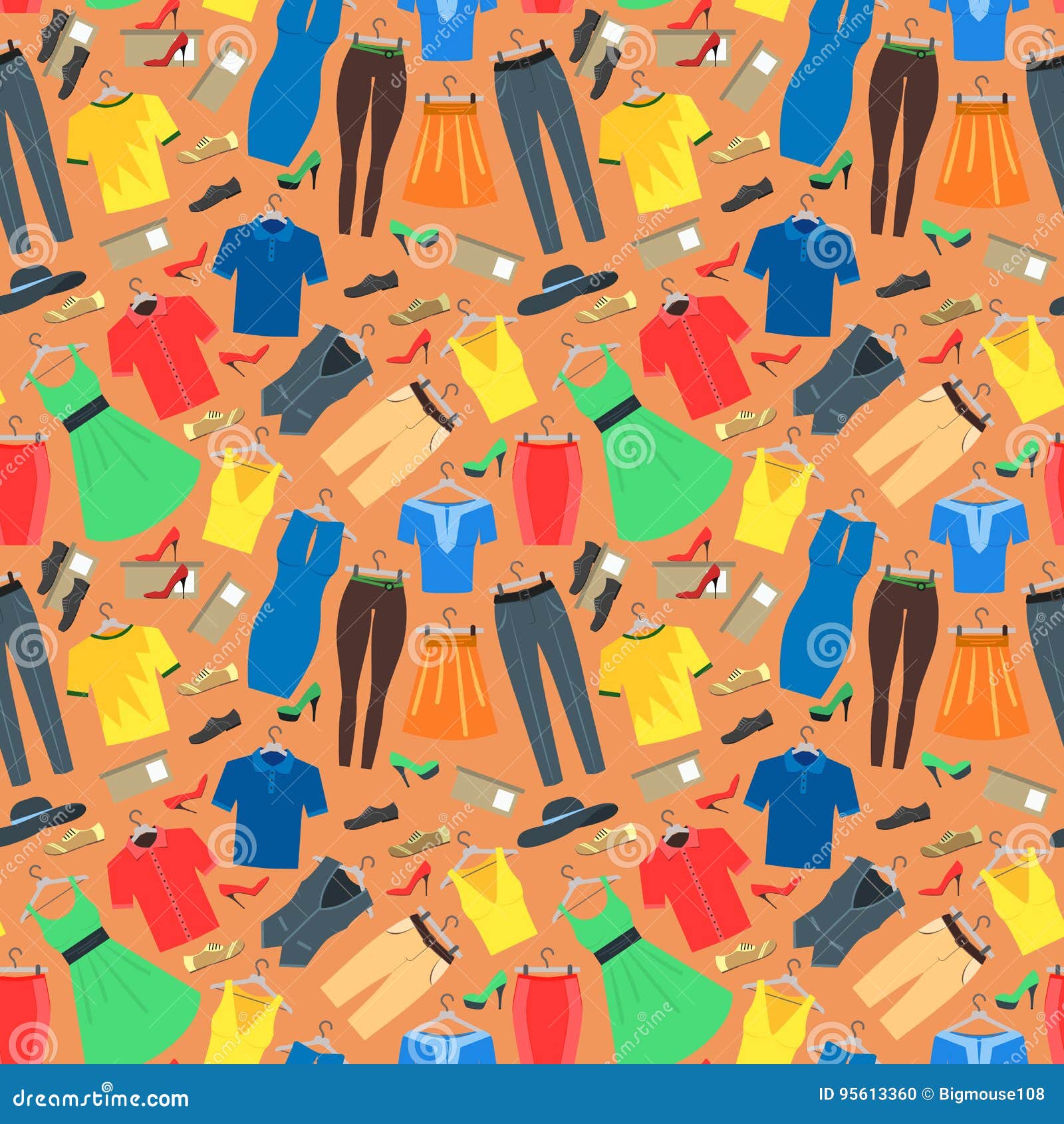 Man and Woman Clothes Background Pattern. Vector Stock Vector ...