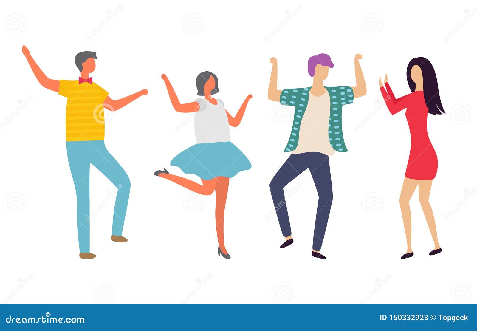 Dancers Moving in Pair, Couple Dancing Vector Stock Vector ...