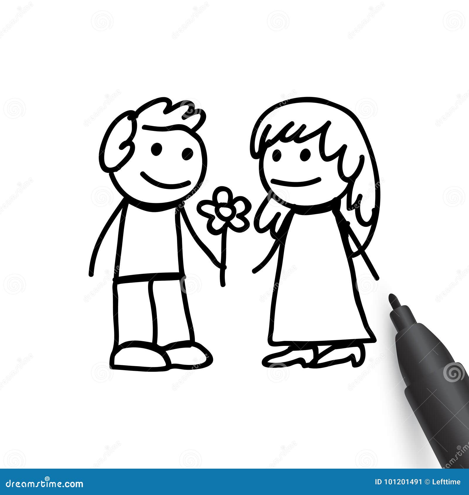 Man And Woman In Doodles Style Stock Vector - Illustration ...