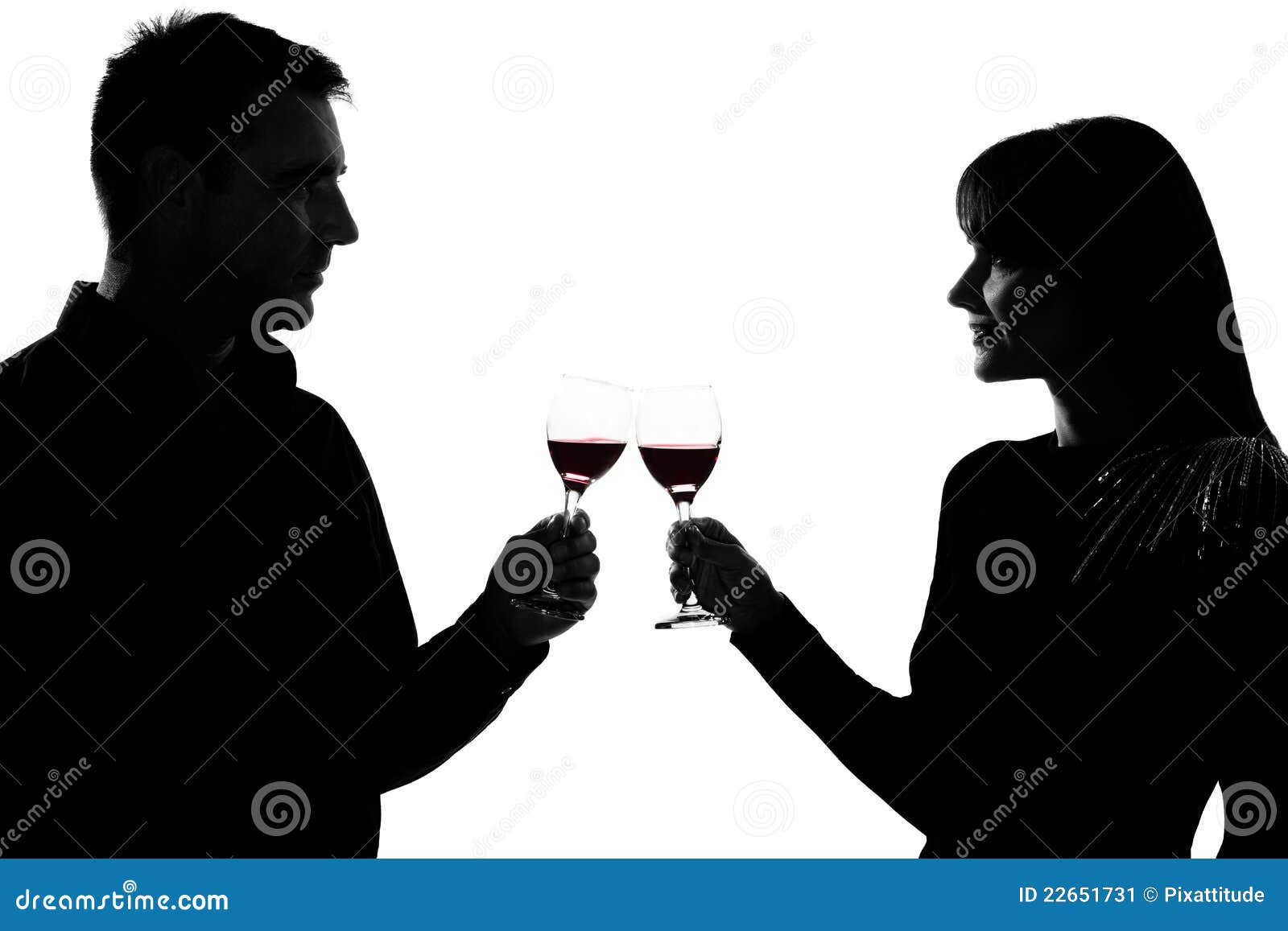 Man And Woman Drinking Red Wine Toasting Stock Image Image of