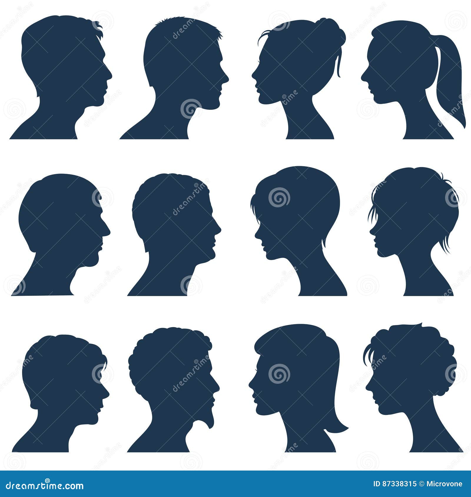 man and woman face profile  silhouettes