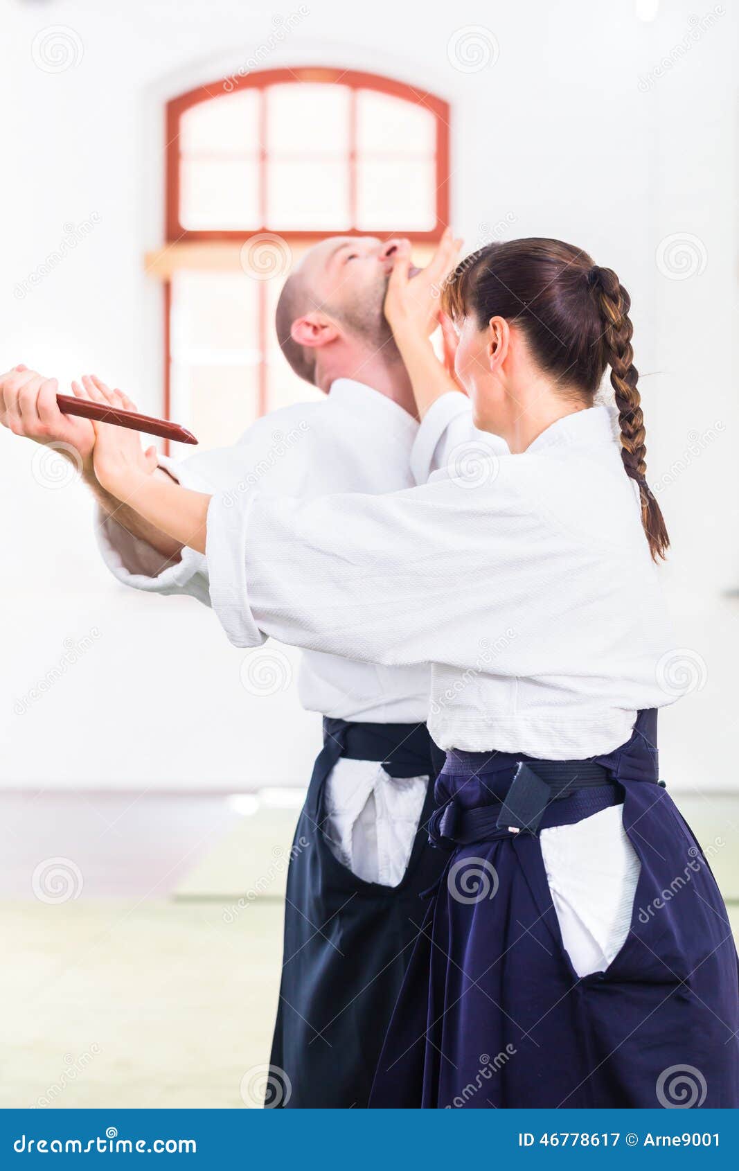 Man and Woman Having Aikido Knife Fight Stock Image - Image of aikido,  wooden: 46778617