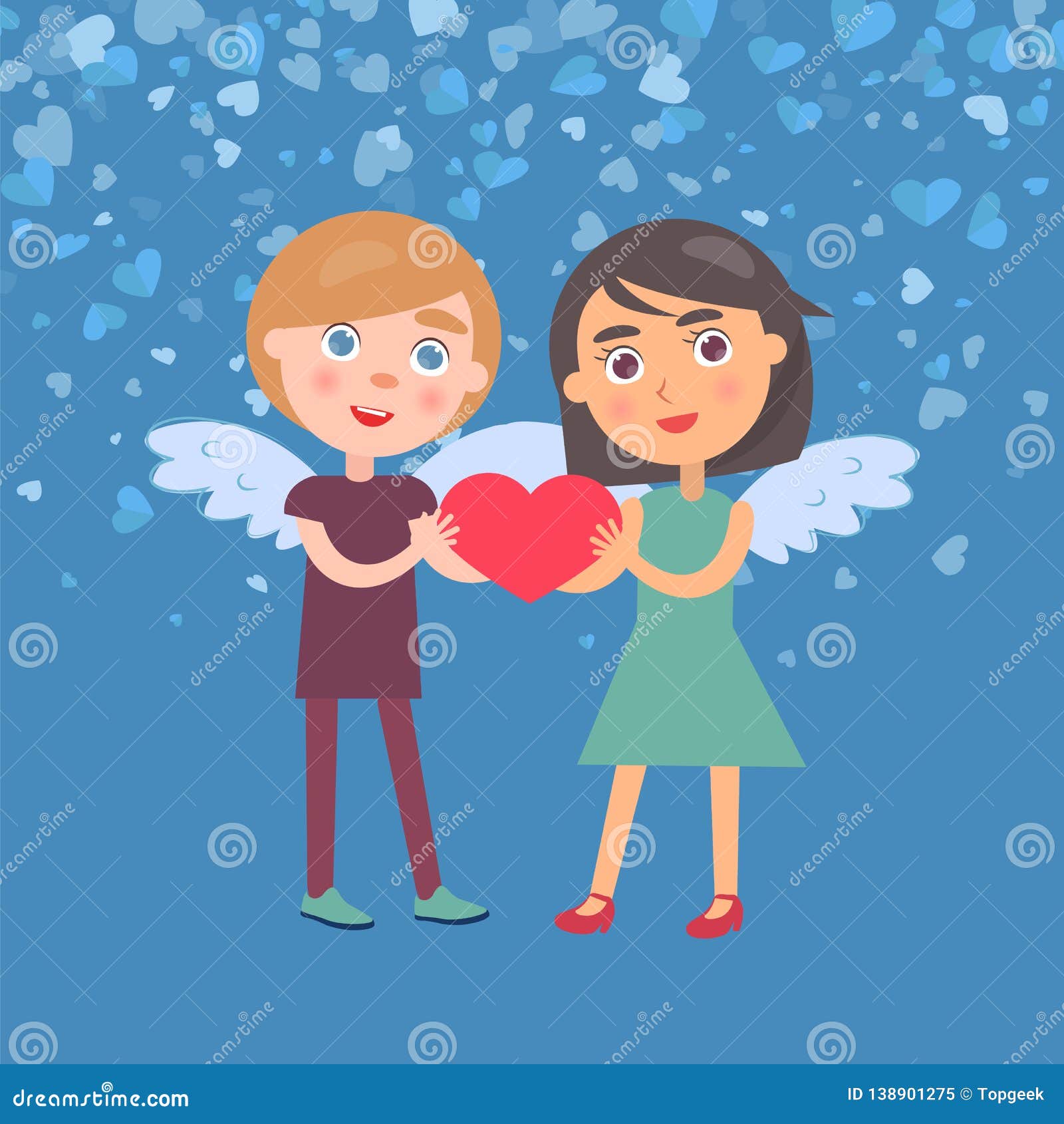 Man And Woman Holding Heart Valentine Card Vector Stock Vector