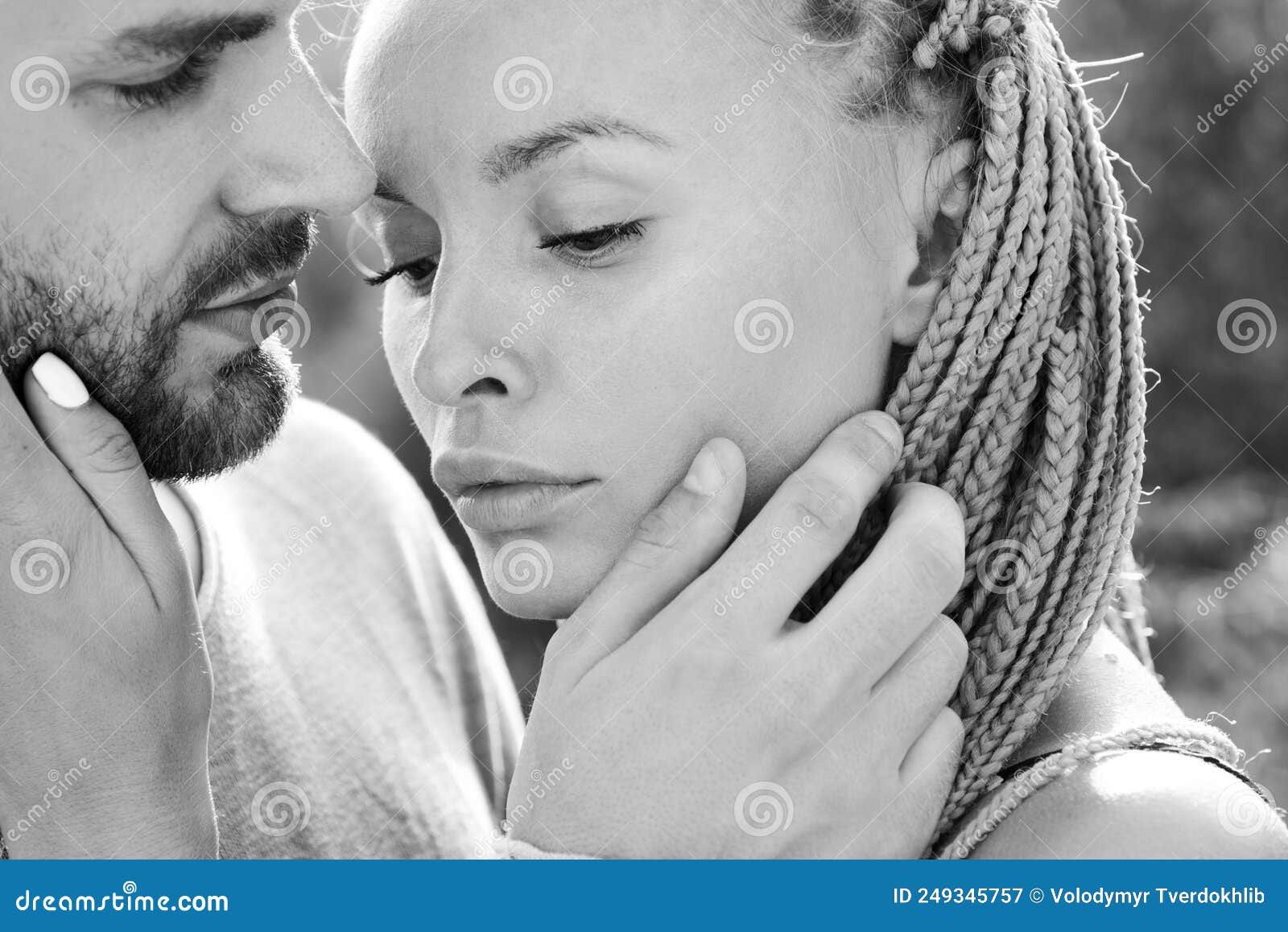 Man with Woman Kisses. Sensual Kiss. Hot Foreplay pic