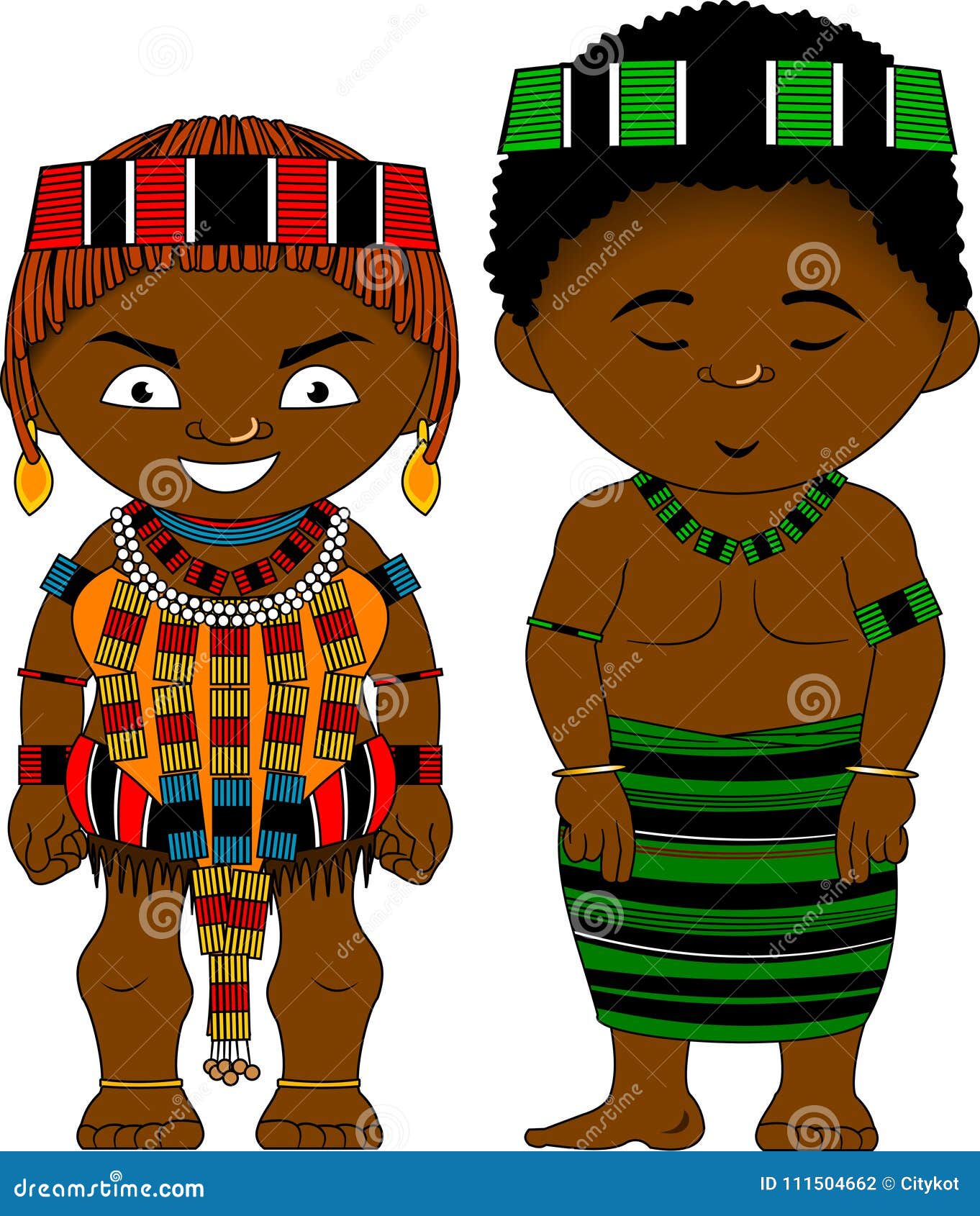 Cheerful African Couple from Ethiopia Hamer Tribe Stock Vector ...