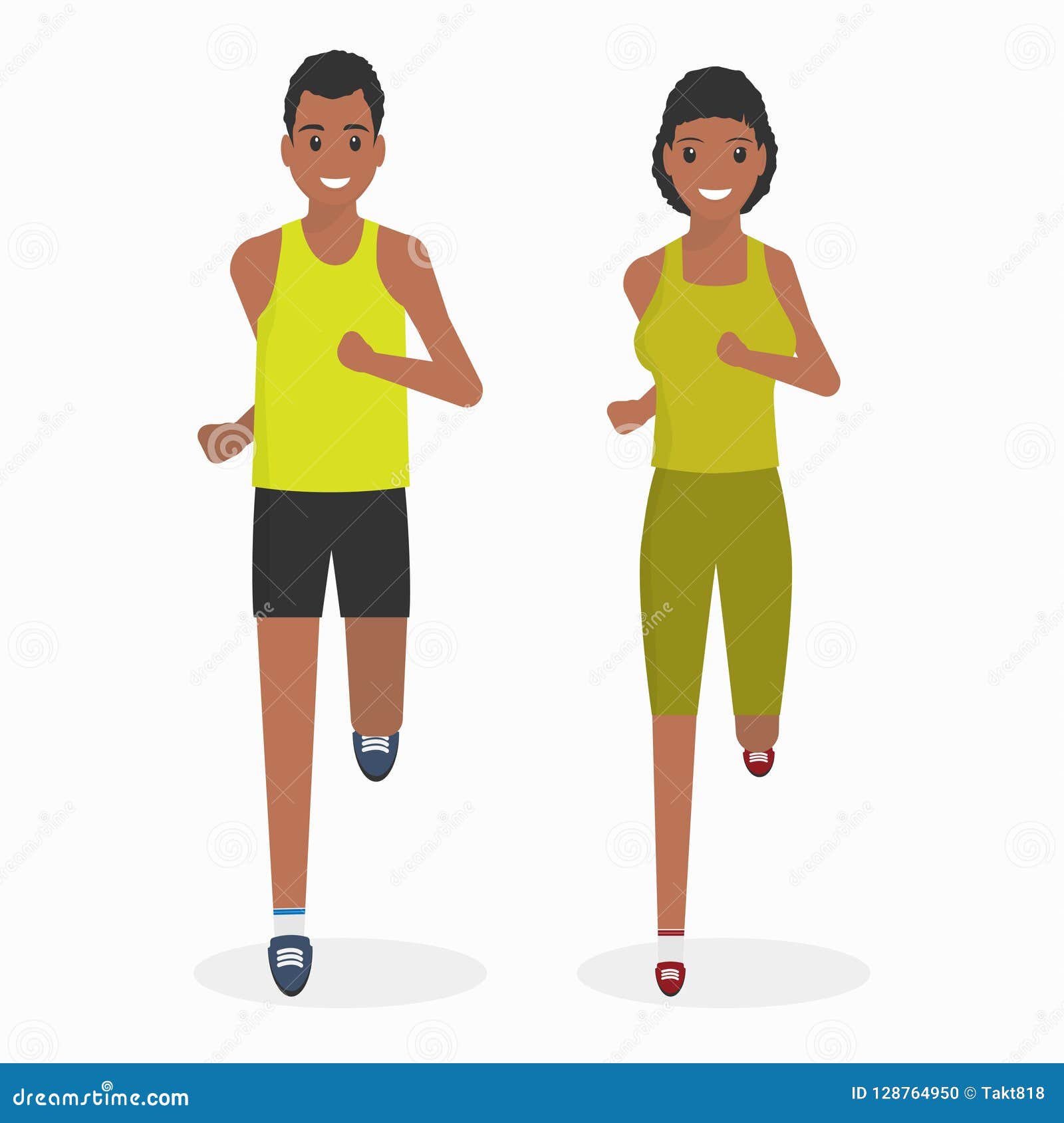 Man and Woman Preparing for Exercise Illustration Stock Vector ...
