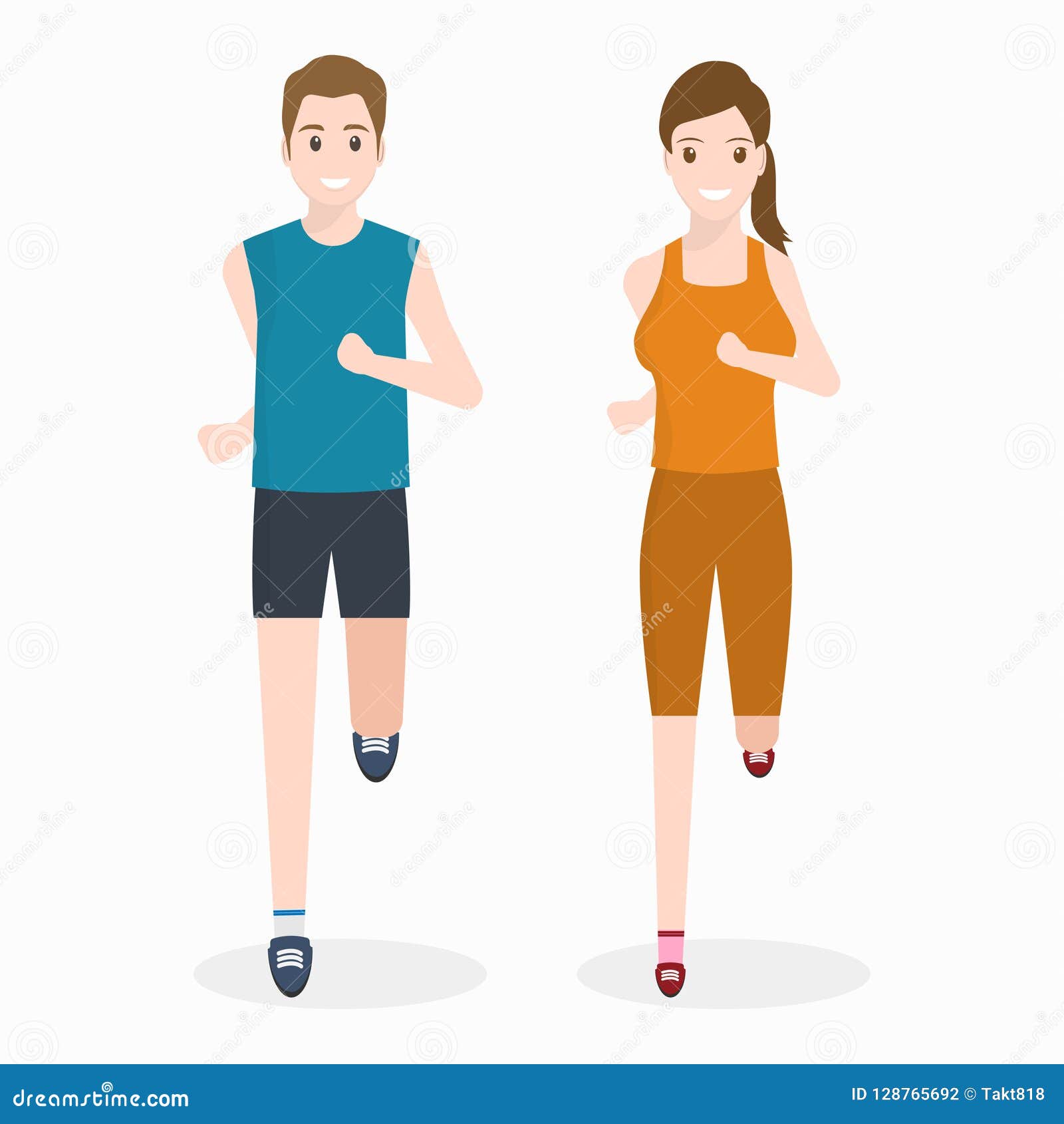 Man and Woman Preparing for Exercise. Vector Illustration Stock Vector ...