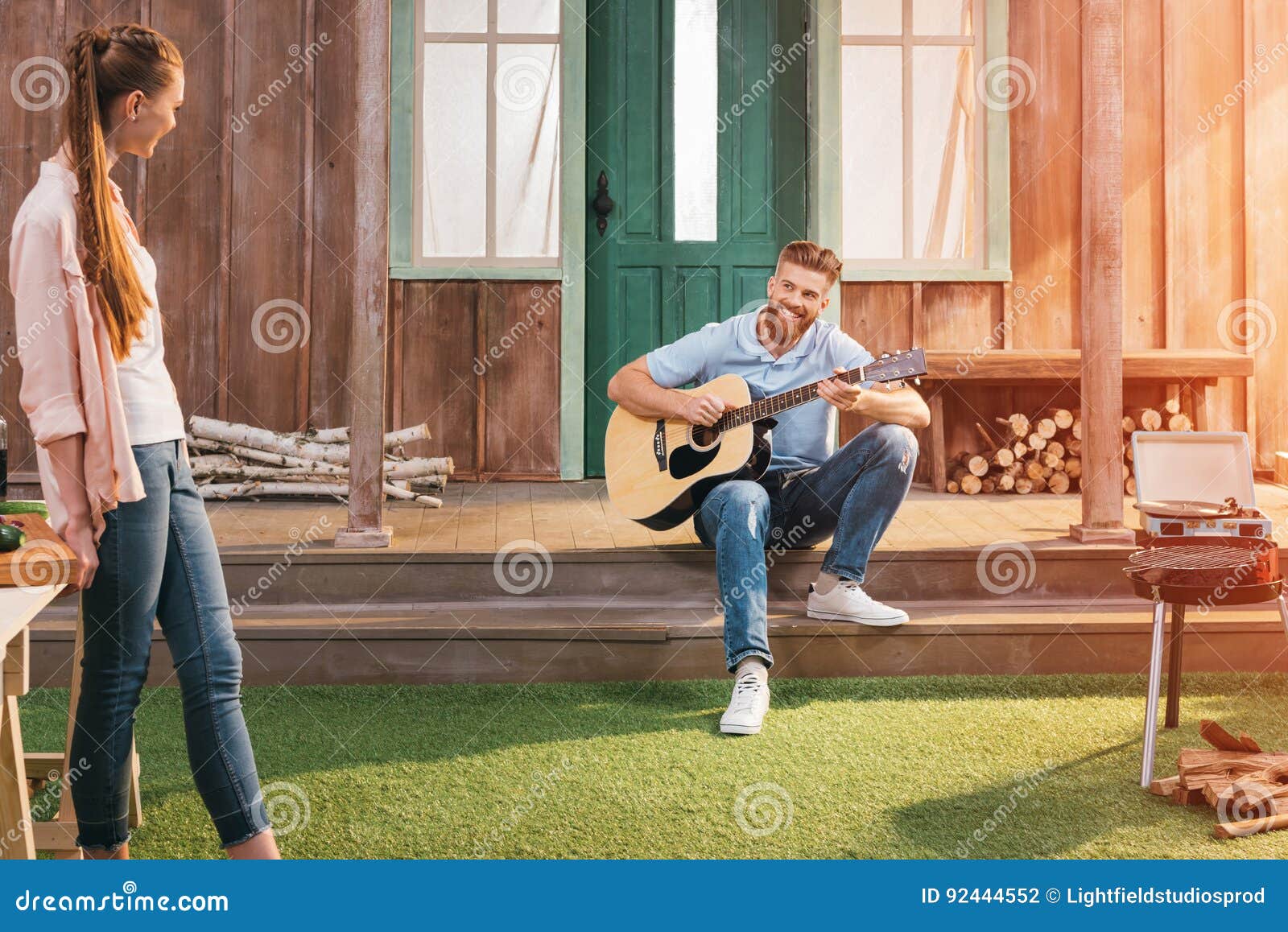 playing on the porch