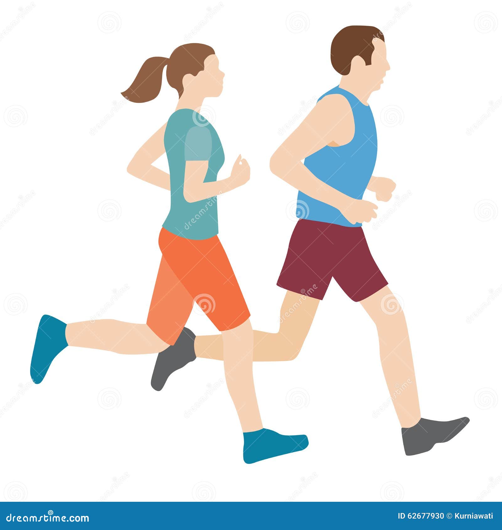 Man and woman running stock vector. Illustration of exercise - 62677930