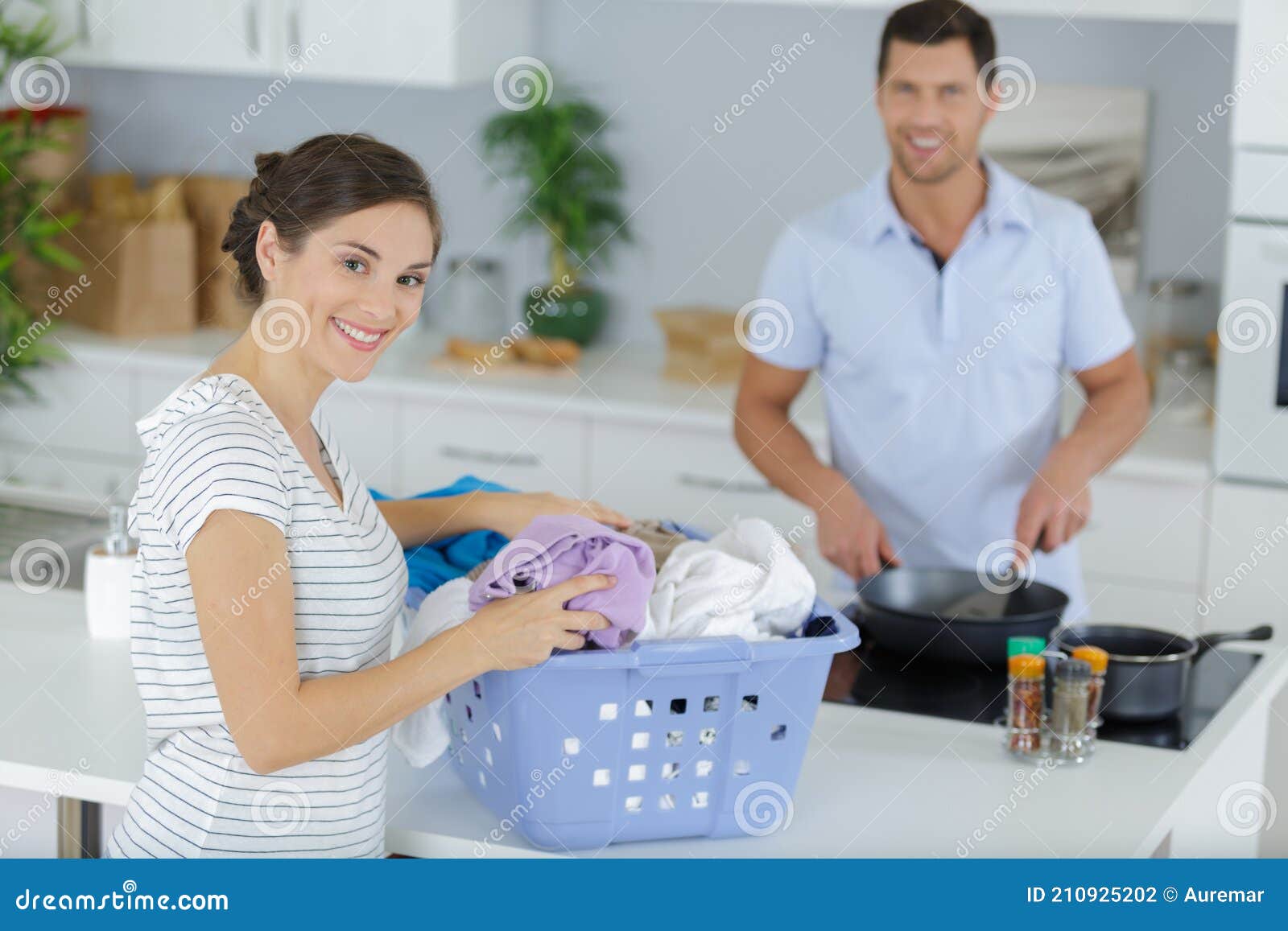 Man and Woman Sharing House Tasks Stock Photo Image of housework