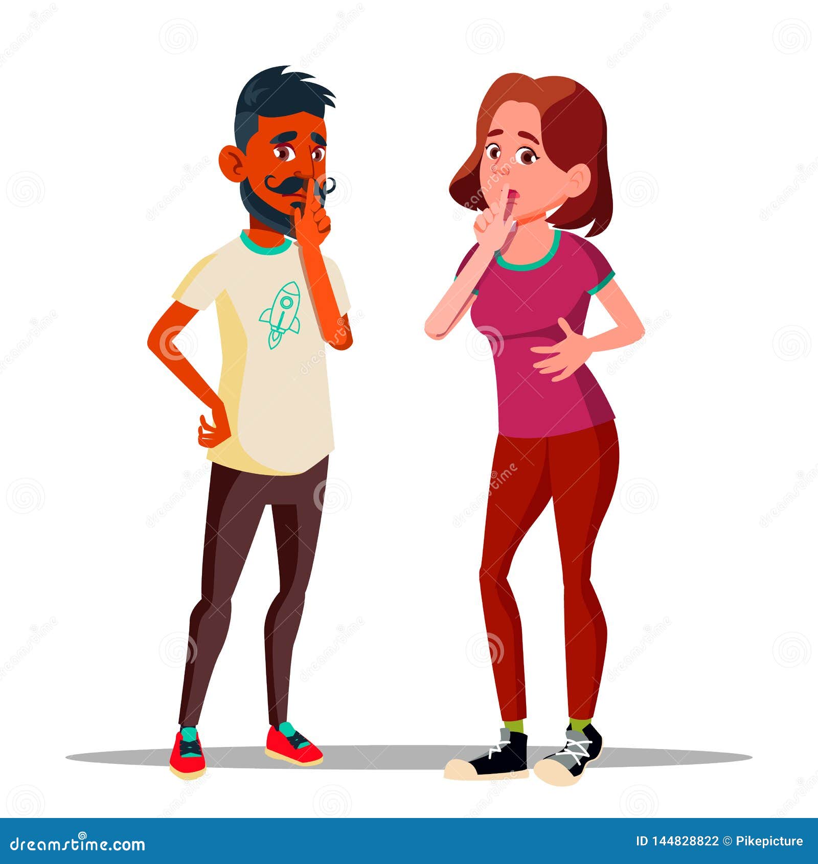 Man and Woman Showing Silence Gesture Vector Characters Stock Vector ...