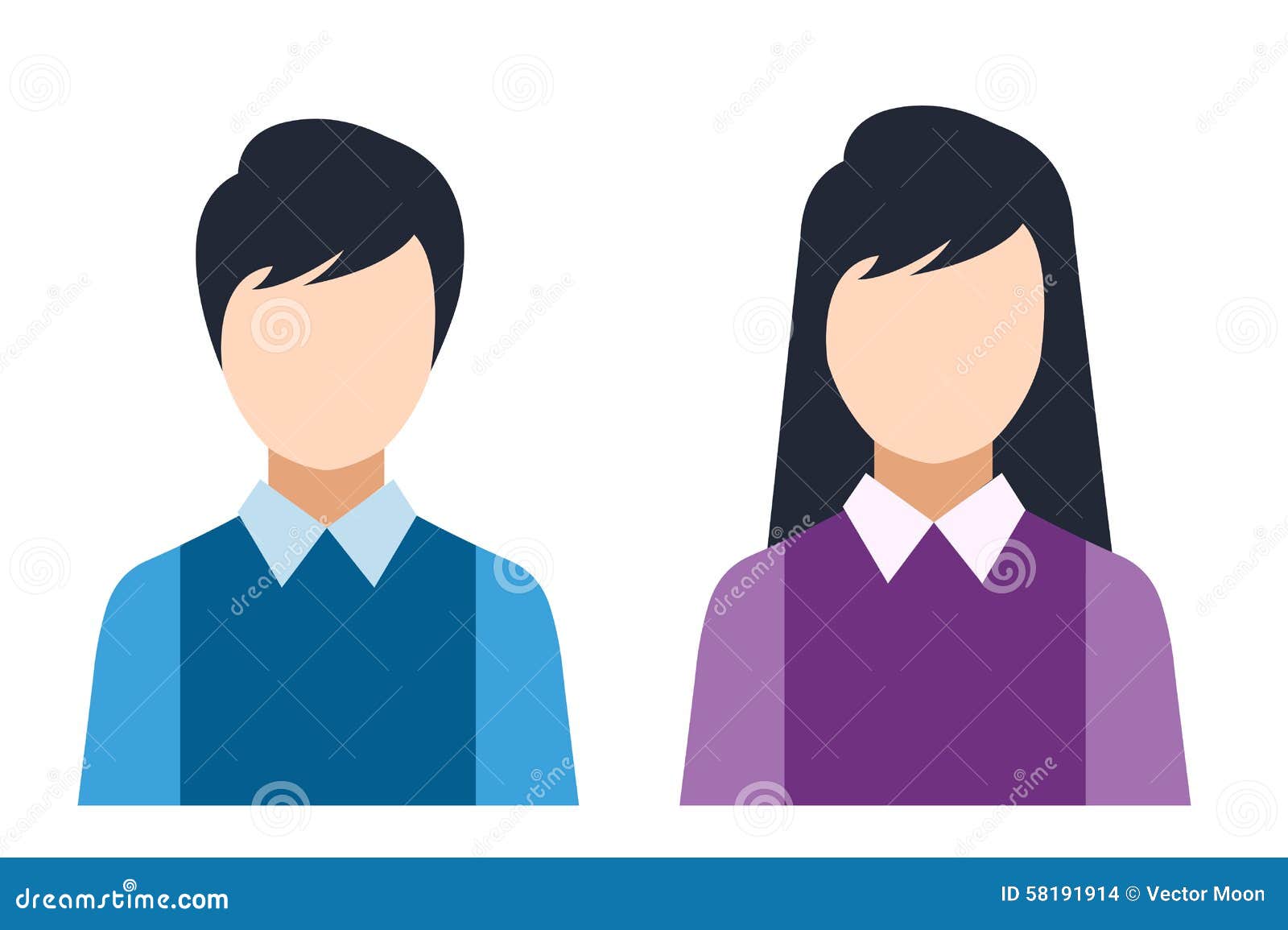 Man And Woman Silhouette Icons Stock Vector - Illustration of girl, male: 58191914