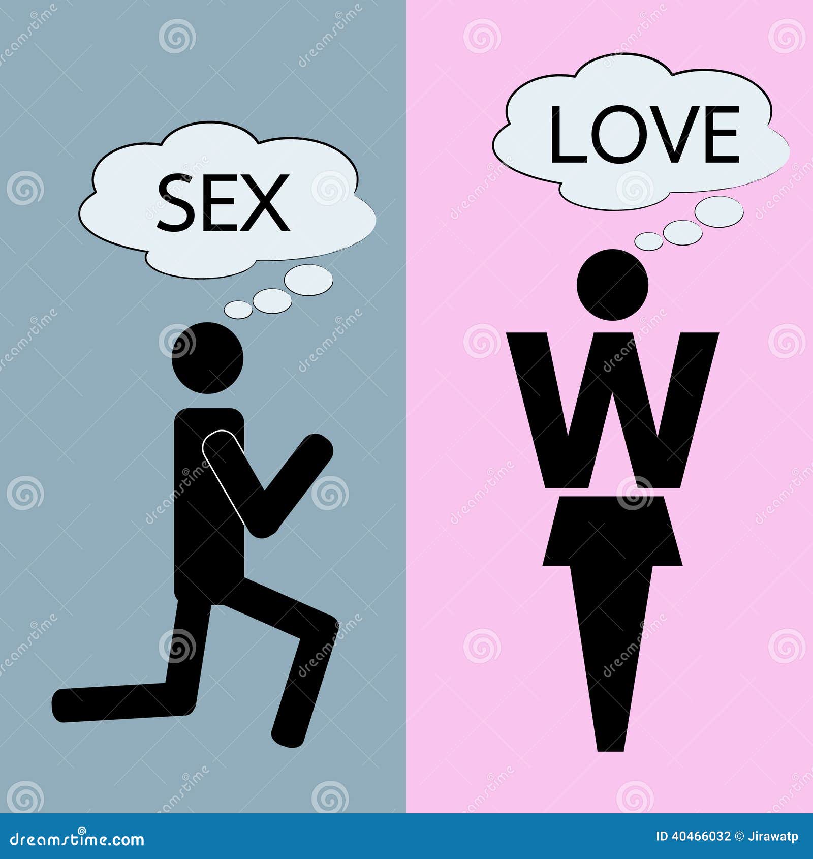 Man And Woman Thinking About Love And Sex Stock Vector Illustration