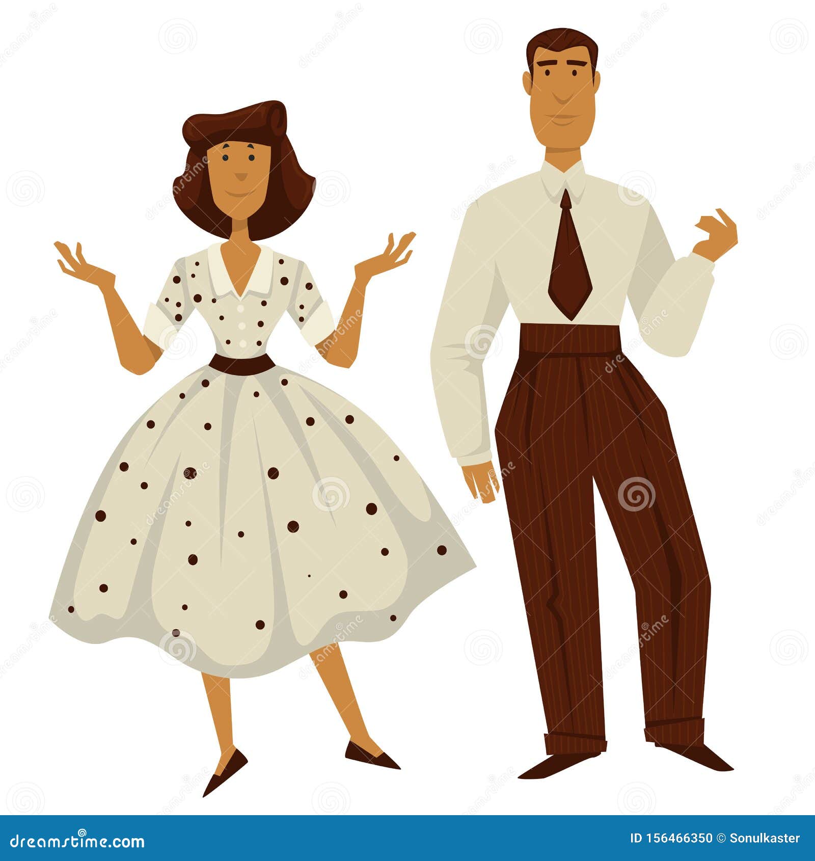 Man and Woman in Vintage 1950s Style Clothes, Isolated Characters Stock  Vector - Illustration of lady, history: 156466350