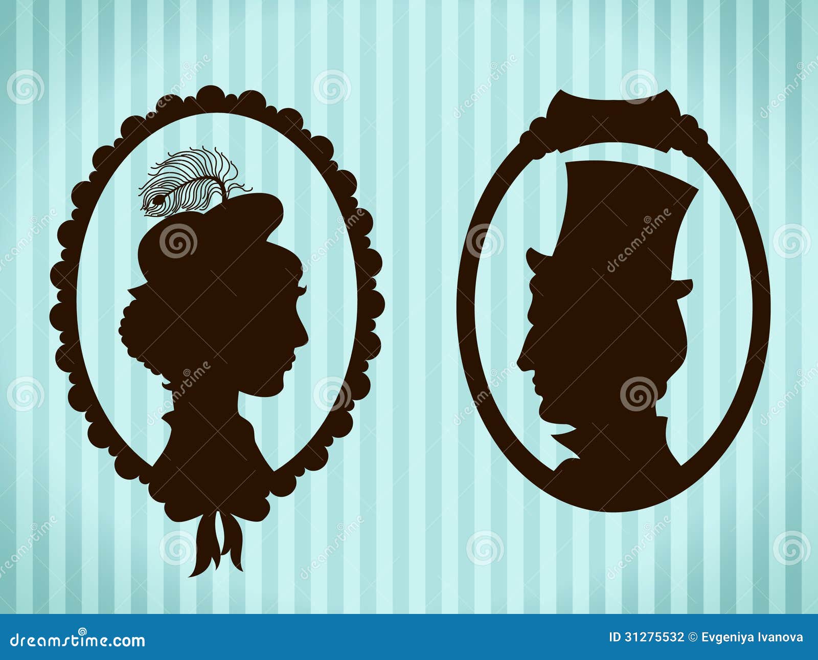 Man And Woman Vintage Silhouettes Stock Photography Image 31275532